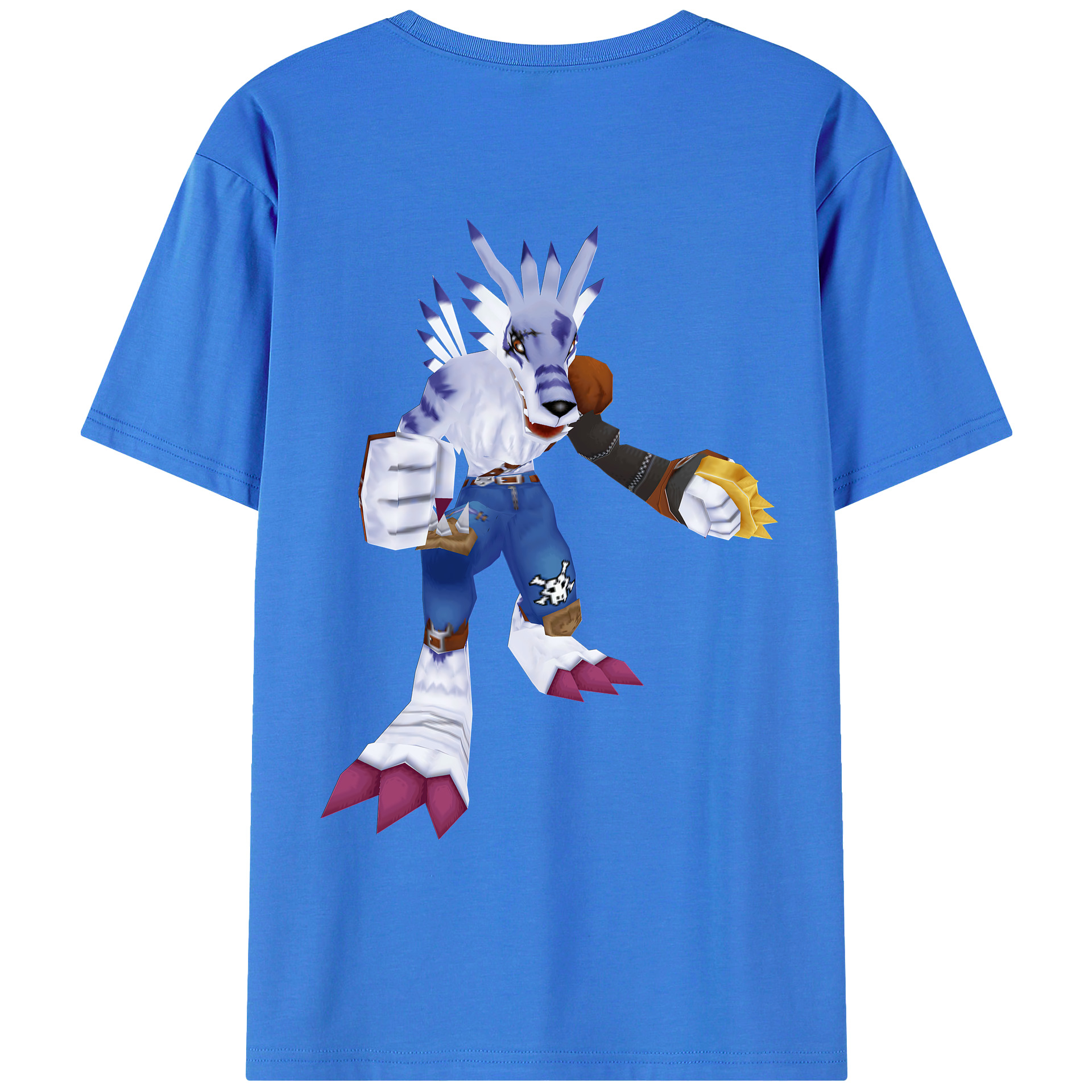 （画像用） Digimon デジタルモンスター/デジモン 綿100％ メンズ半袖Tシャツ（バックプリント） 通気性