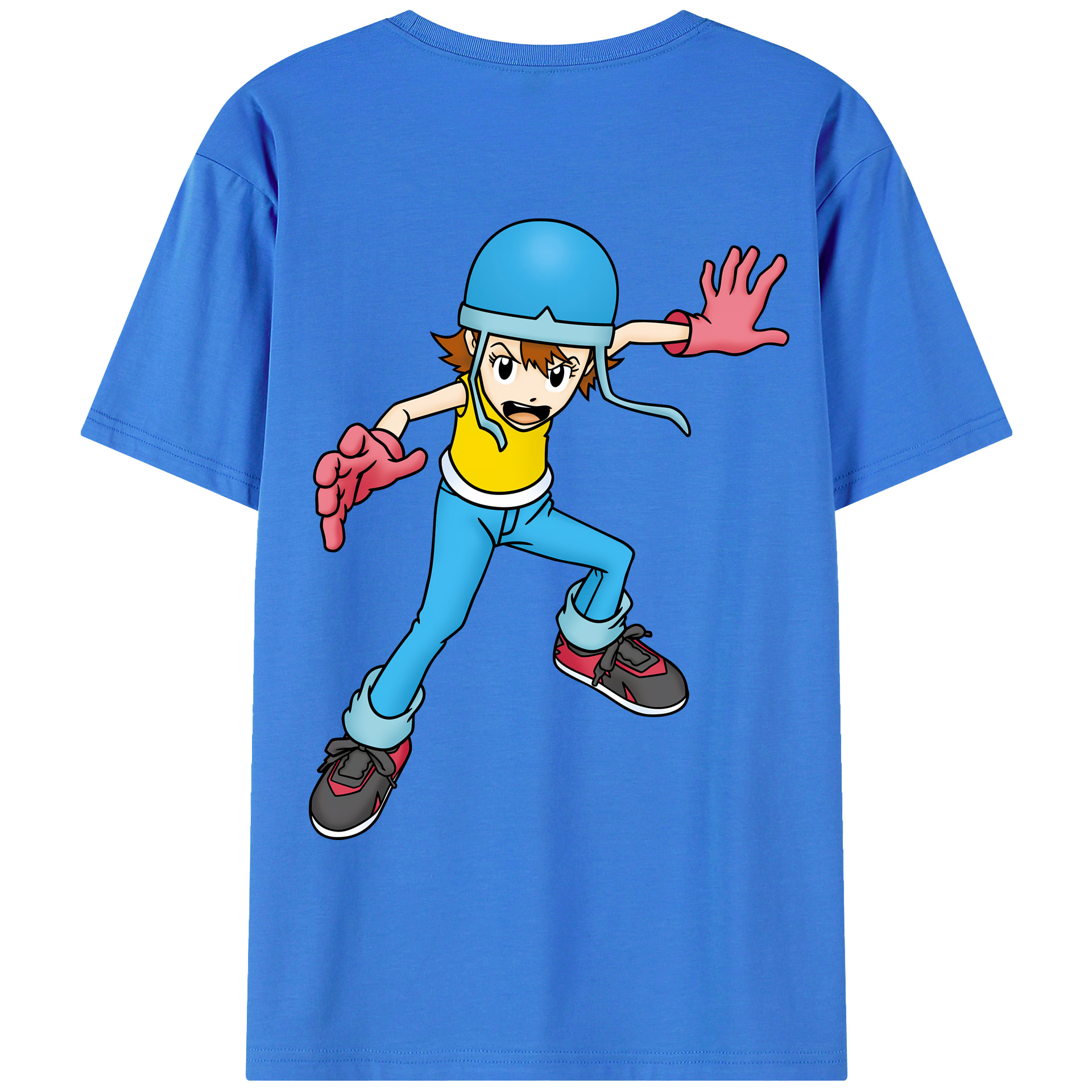 （画像用） Digimon デジタルモンスター/デジモン 綿100％ メンズ半袖Tシャツ（バックプリント） 通気性