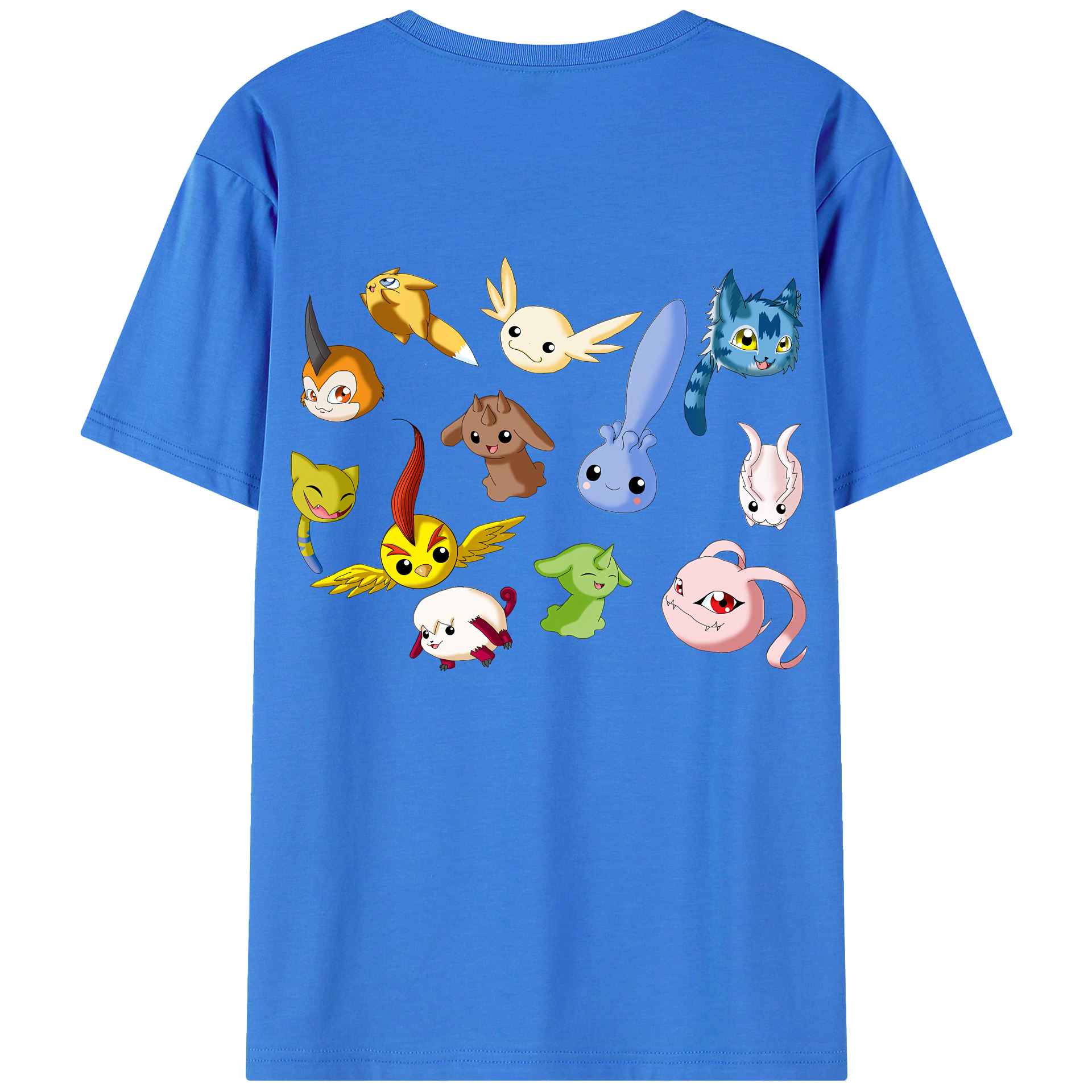 （画像用） Digimon デジタルモンスター/デジモン 綿100％ メンズ半袖Tシャツ（バックプリント） 通気性