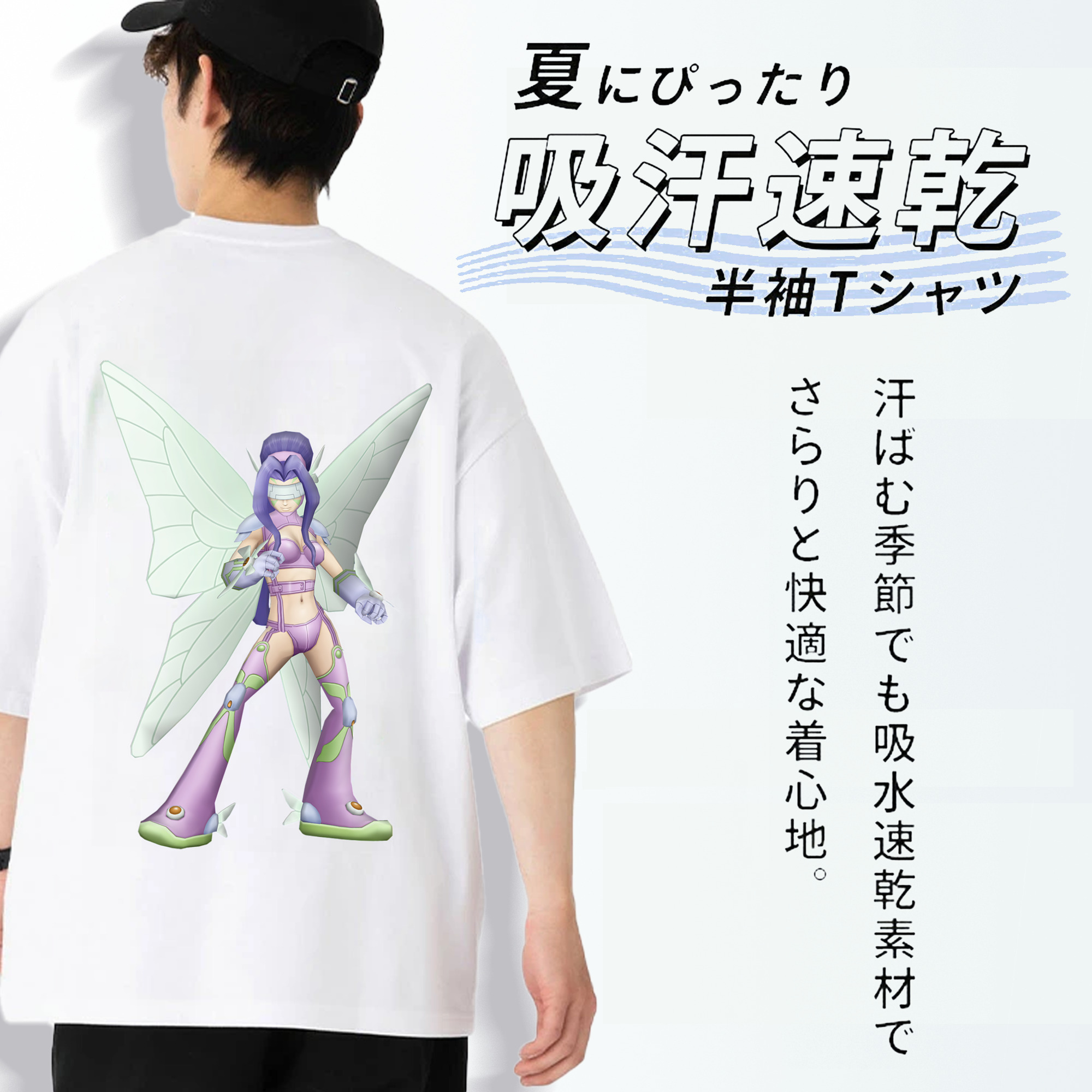 Digimon デジタルモンスター/デジモン 綿100％ メンズ半袖Tシャツ（バックプリント） 通気性