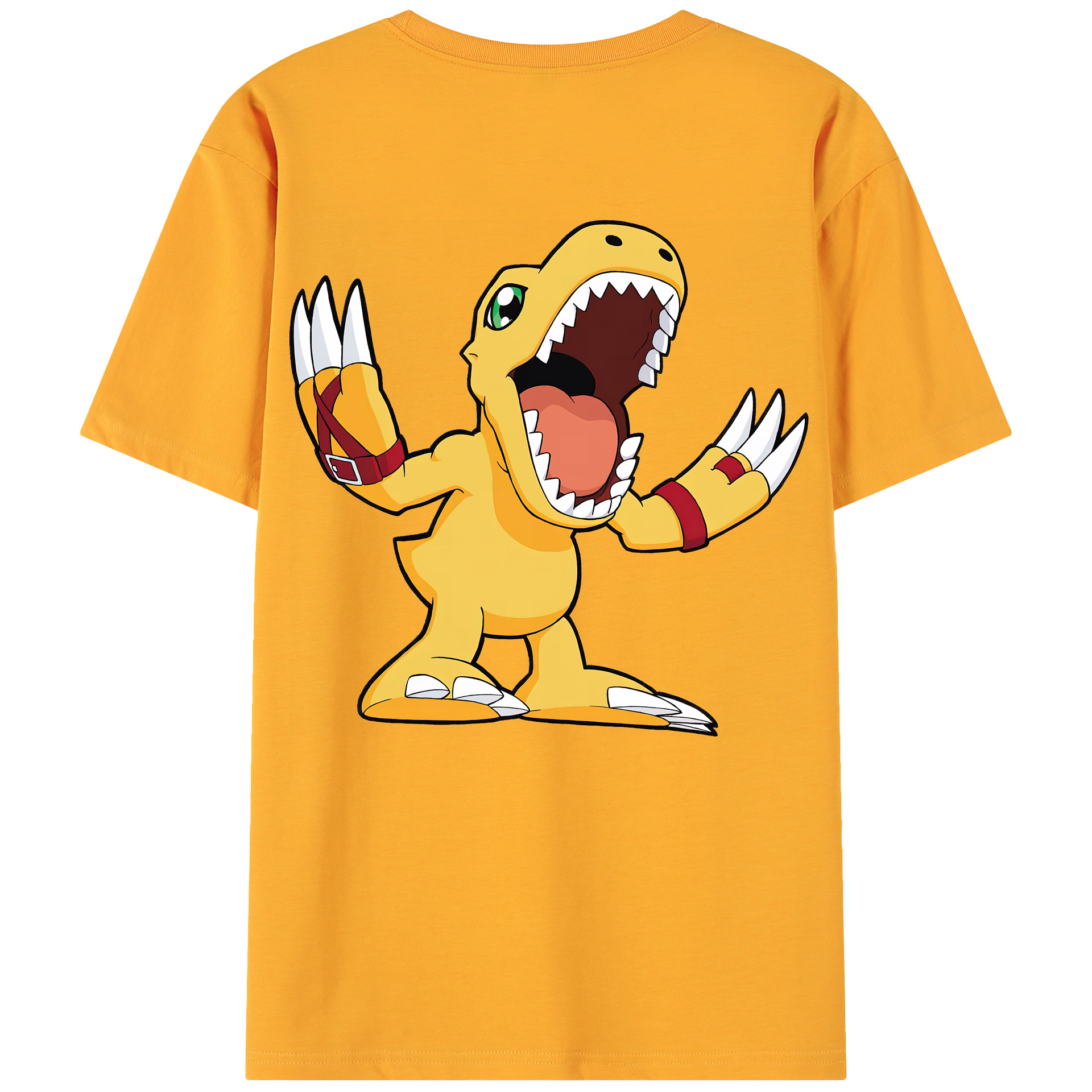 （画像用） Digimon デジタルモンスター/デジモン 綿100％ メンズ半袖Tシャツ（バックプリント） 通気性