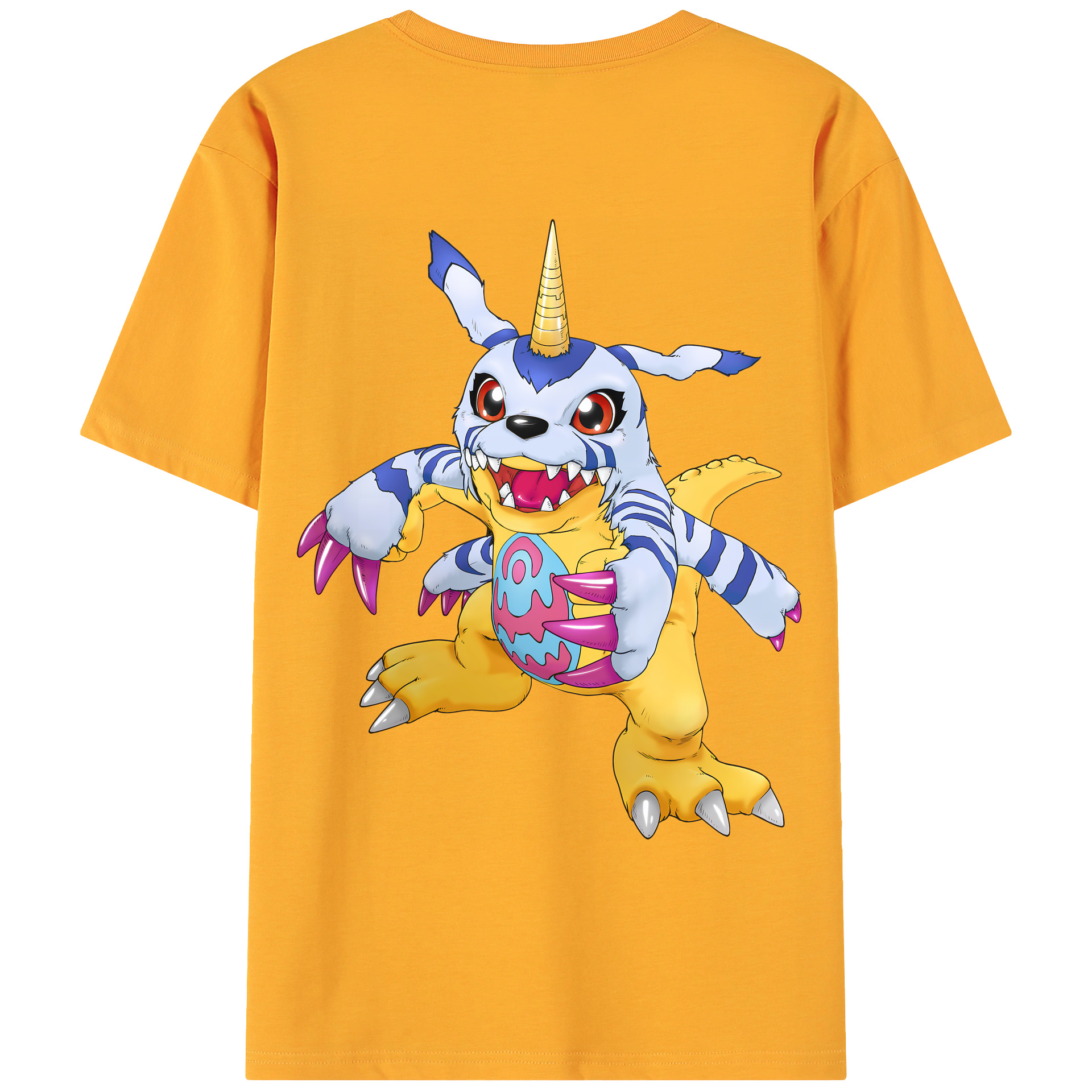 （画像用） Digimon デジタルモンスター/デジモン 綿100％ メンズ半袖Tシャツ（バックプリント） 通気性