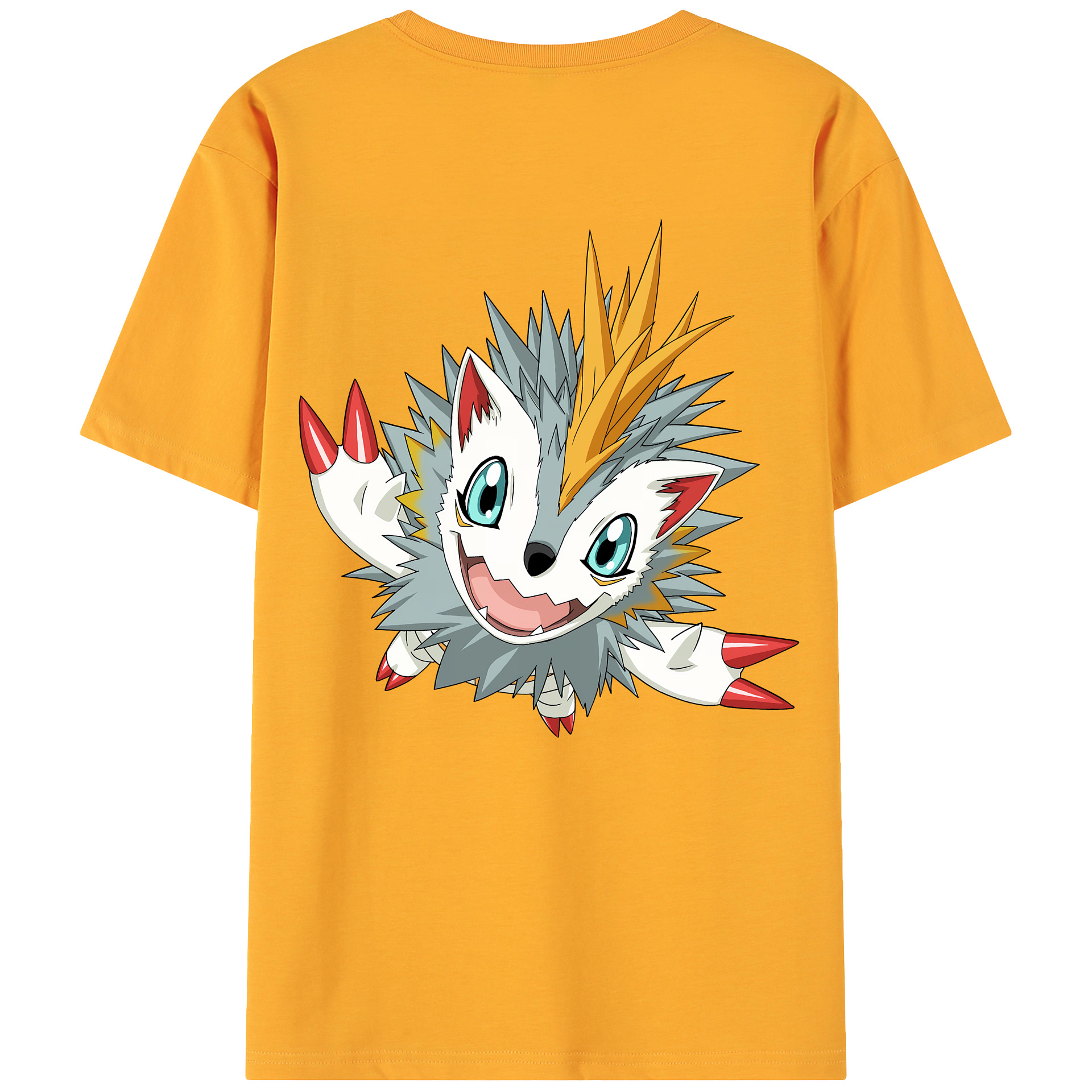 （画像用） Digimon デジタルモンスター/デジモン 綿100％ メンズ半袖Tシャツ（バックプリント） 通気性