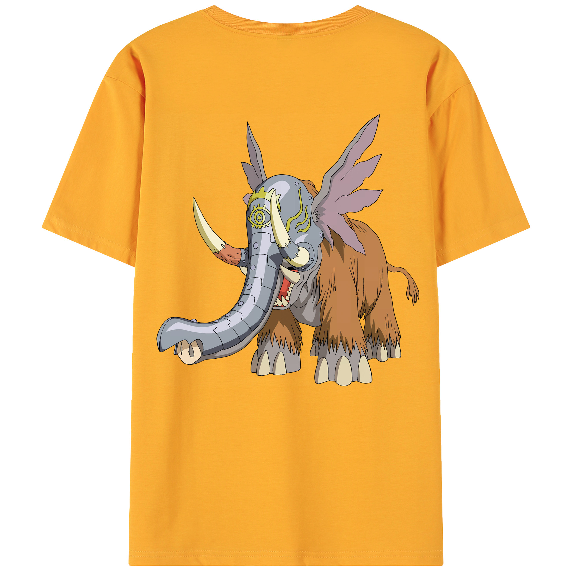 （画像用） Digimon デジタルモンスター/デジモン 綿100％ メンズ半袖Tシャツ（バックプリント） 通気性
