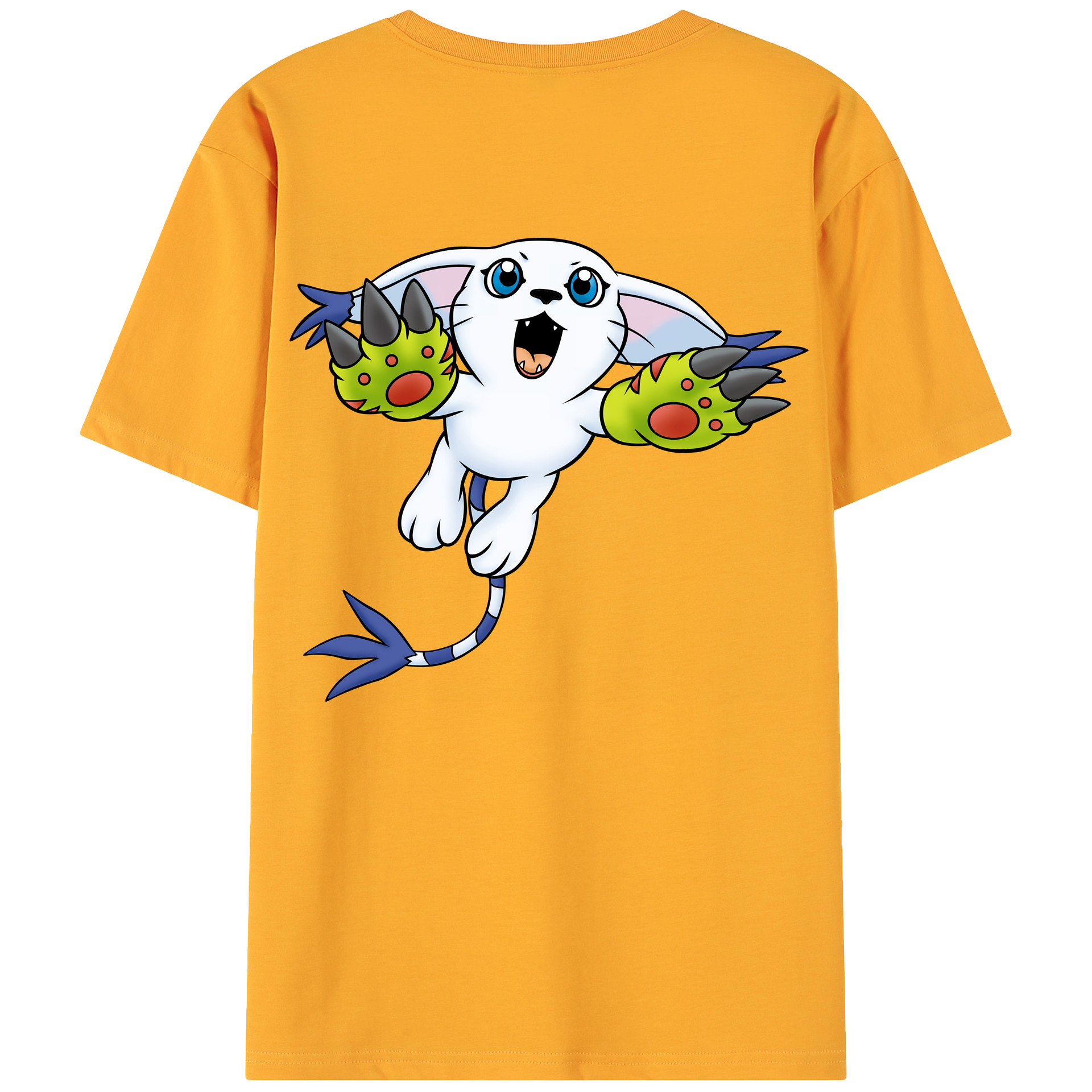 （画像用） Digimon デジタルモンスター/デジモン 綿100％ メンズ半袖Tシャツ（バックプリント） 通気性
