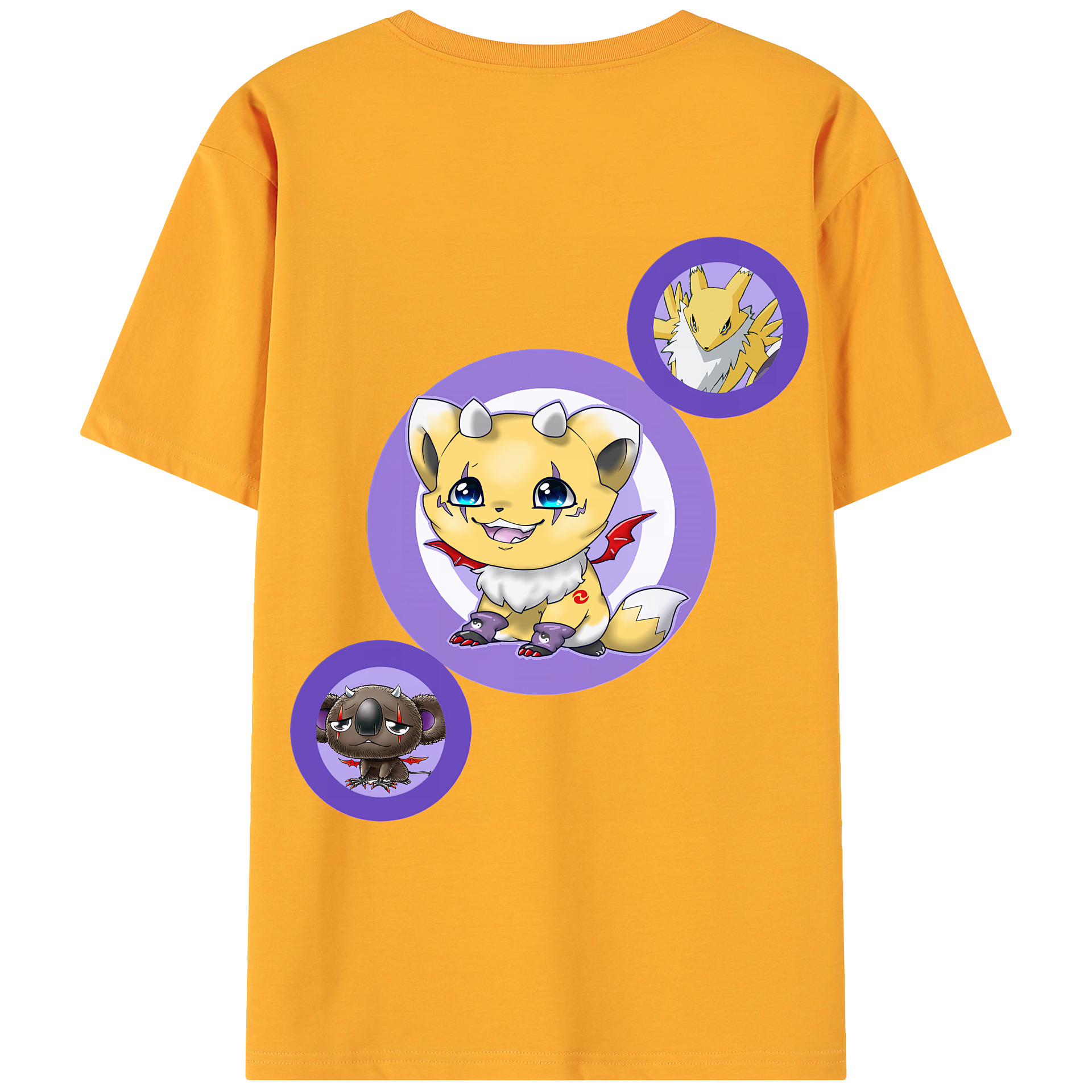 （画像用） Digimon デジタルモンスター/デジモン 綿100％ メンズ半袖Tシャツ（バックプリント） 通気性