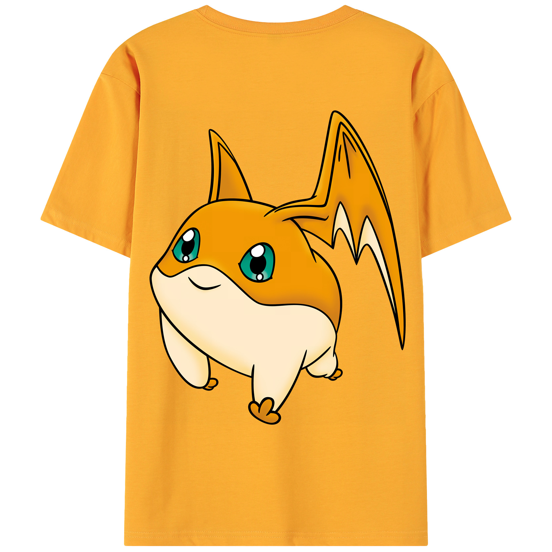 （画像用） Digimon デジタルモンスター/デジモン 綿100％ メンズ半袖Tシャツ（バックプリント） 通気性