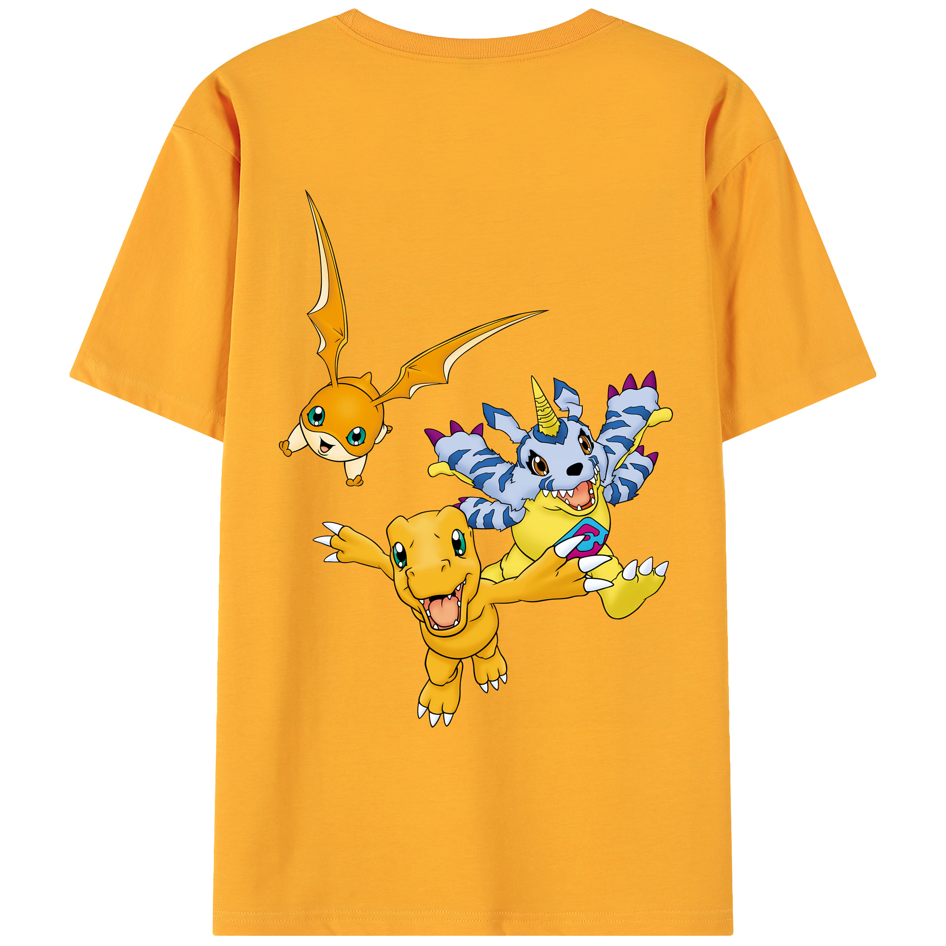 （画像用） Digimon デジタルモンスター/デジモン 綿100％ メンズ半袖Tシャツ（バックプリント） 通気性
