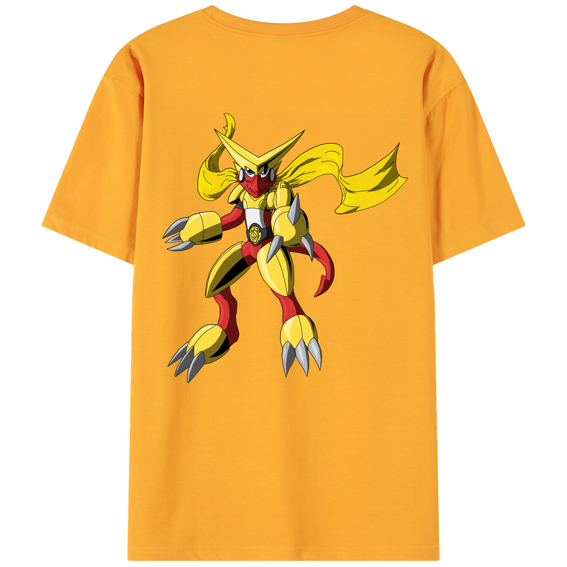 （画像用） Digimon デジタルモンスター/デジモン 綿100％ メンズ半袖Tシャツ（バックプリント） 通気性