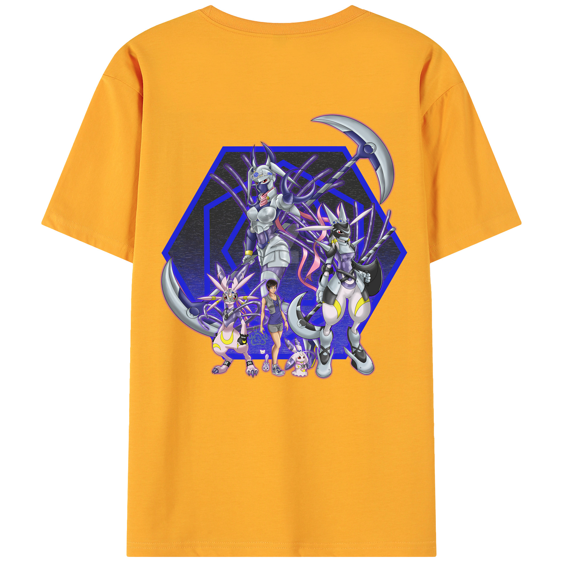 （画像用） Digimon デジタルモンスター/デジモン 綿100％ メンズ半袖Tシャツ（バックプリント） 通気性