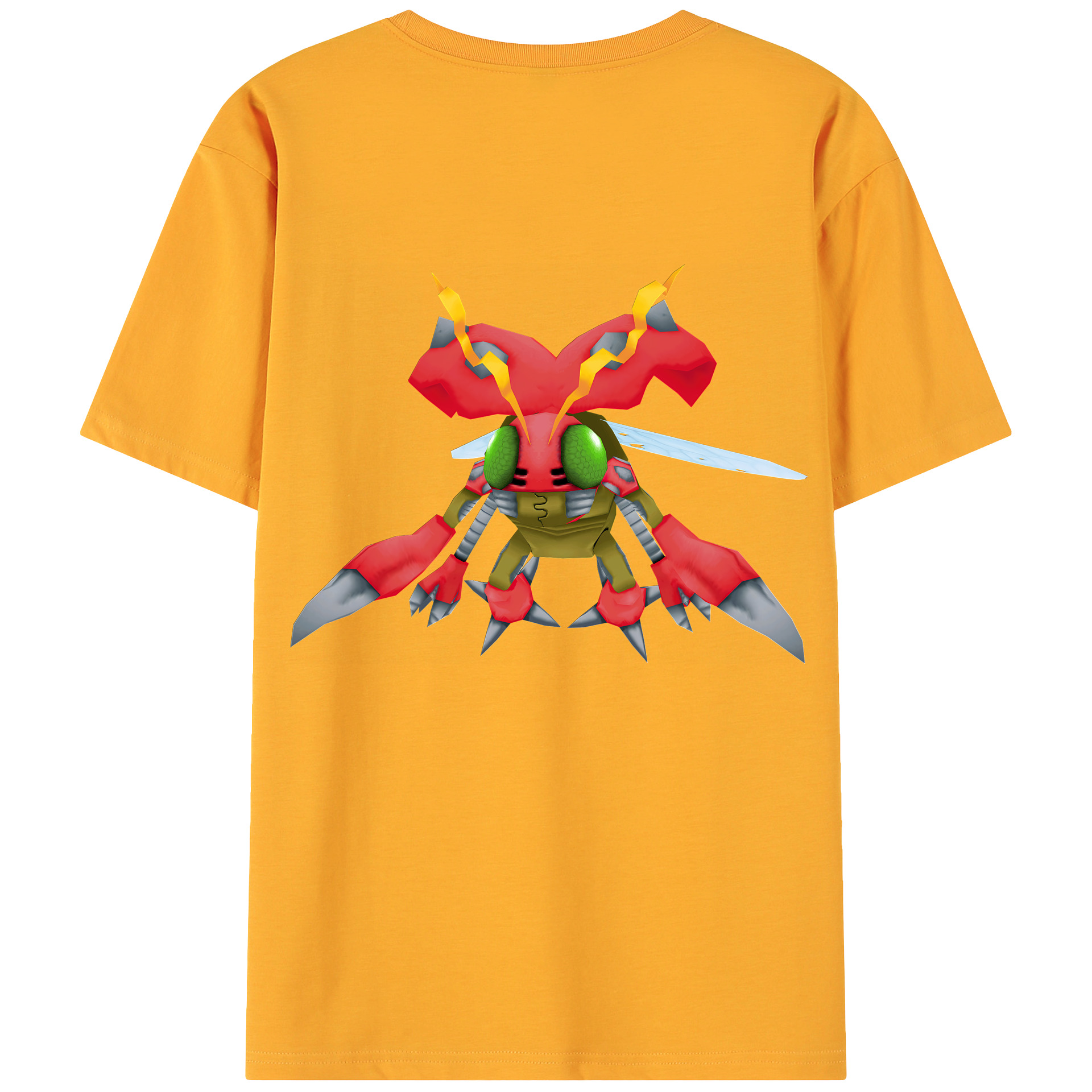 （画像用） Digimon デジタルモンスター/デジモン 綿100％ メンズ半袖Tシャツ（バックプリント） 通気性