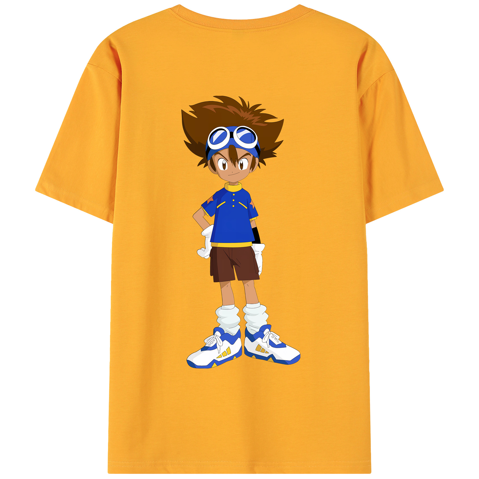 （画像用） Digimon デジタルモンスター/デジモン 綿100％ メンズ半袖Tシャツ（バックプリント） 通気性