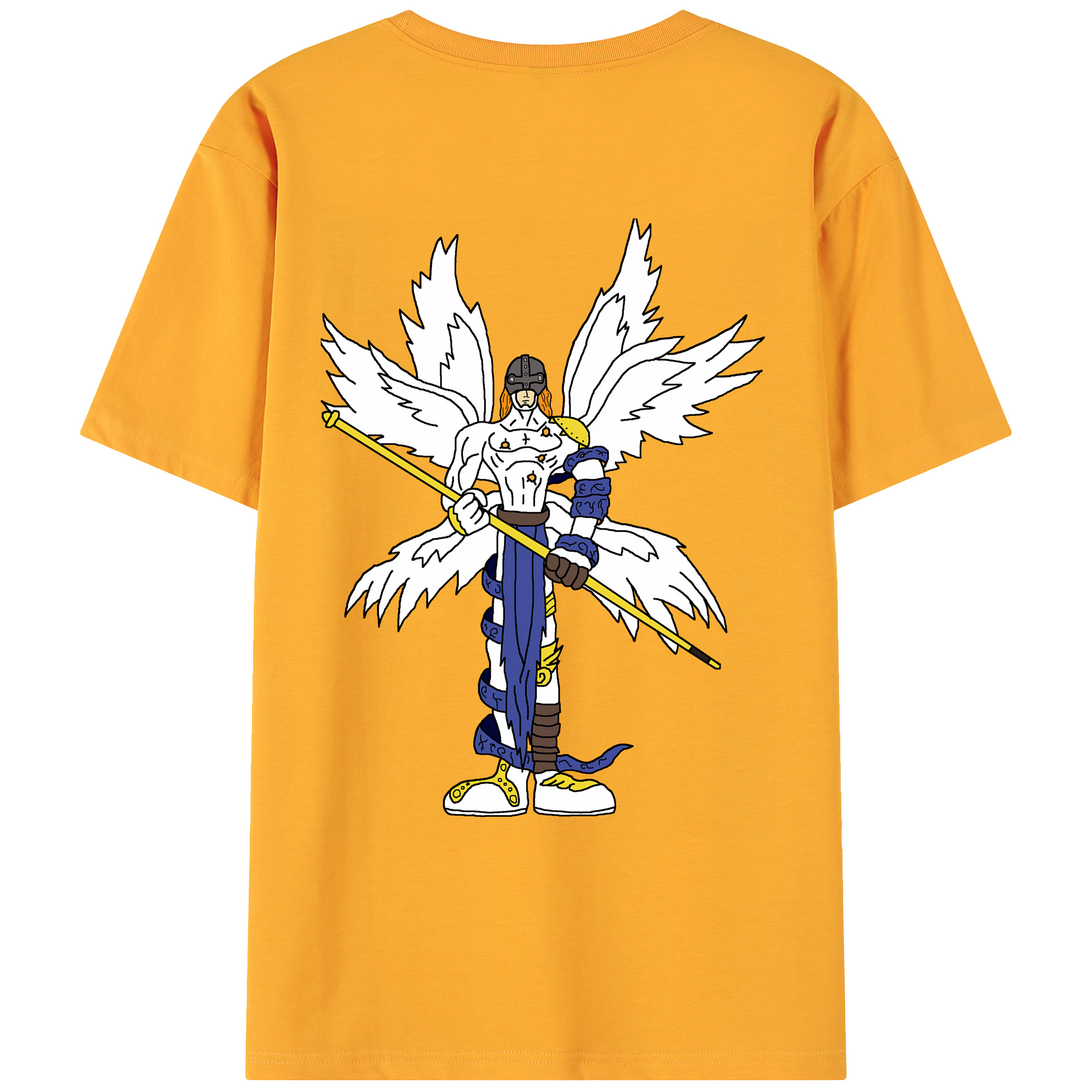 （画像用） Digimon デジタルモンスター/デジモン 綿100％ メンズ半袖Tシャツ（バックプリント） 通気性
