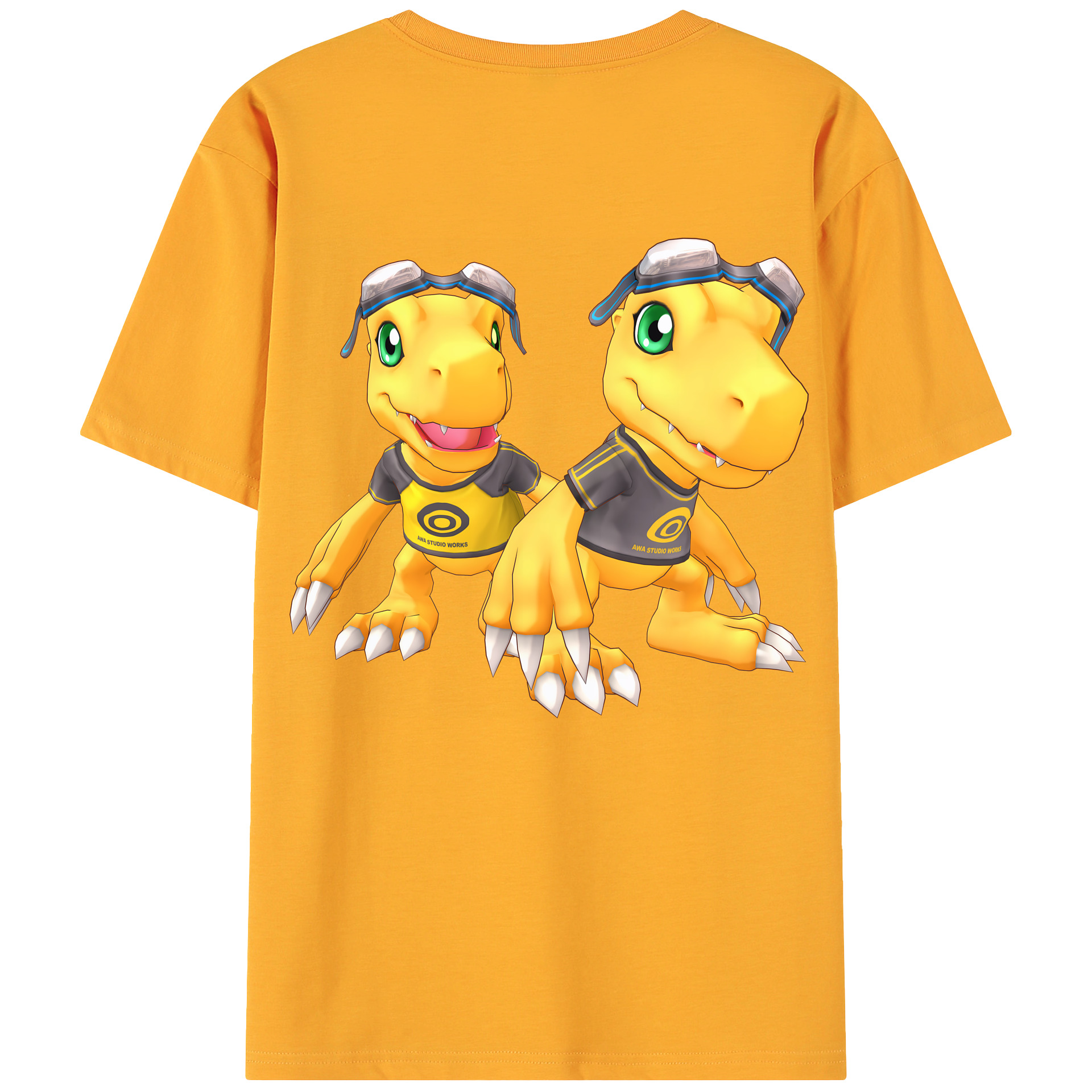 （画像用） Digimon デジタルモンスター/デジモン 綿100％ メンズ半袖Tシャツ（バックプリント） 通気性