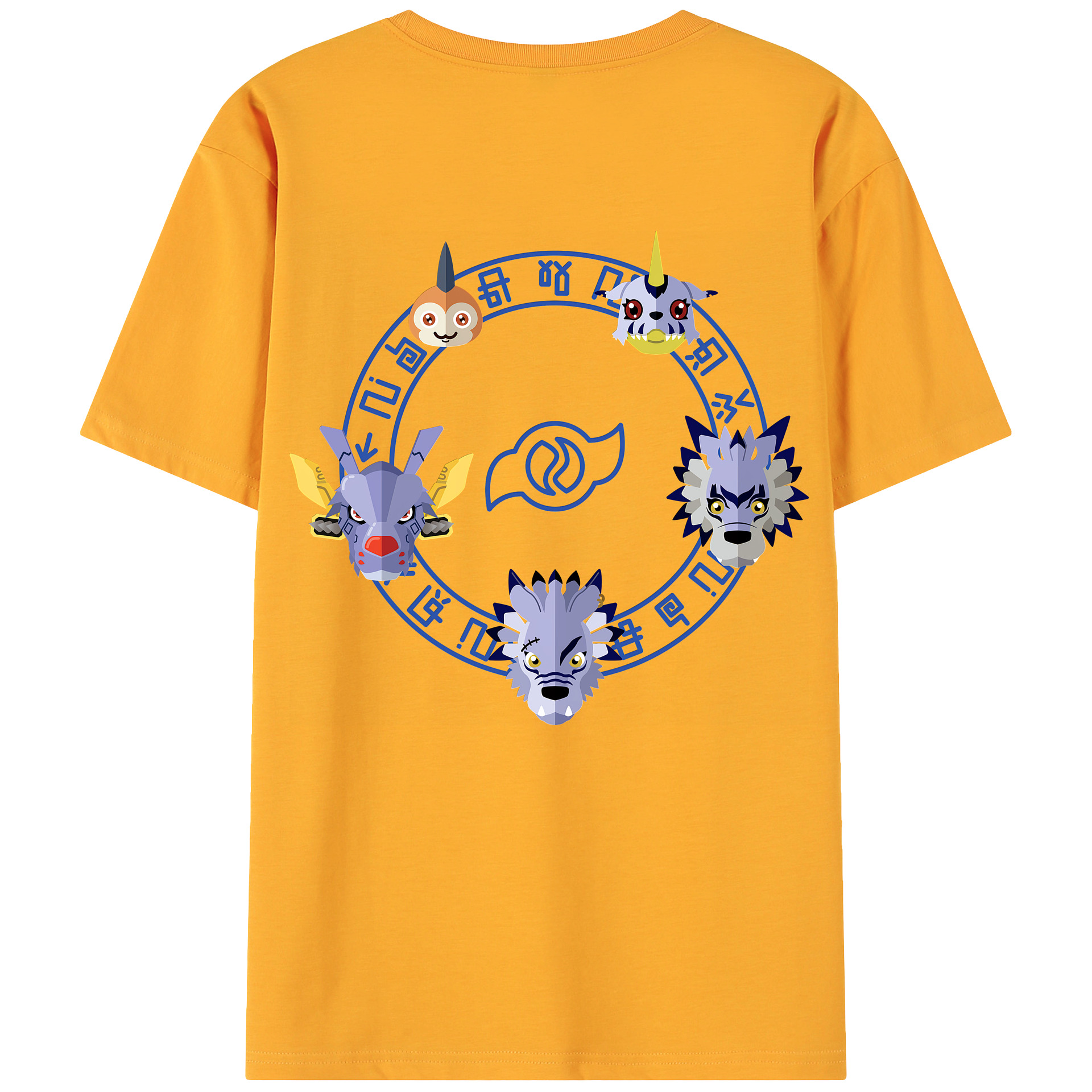 （画像用） Digimon デジタルモンスター/デジモン 綿100％ メンズ半袖Tシャツ（バックプリント） 通気性