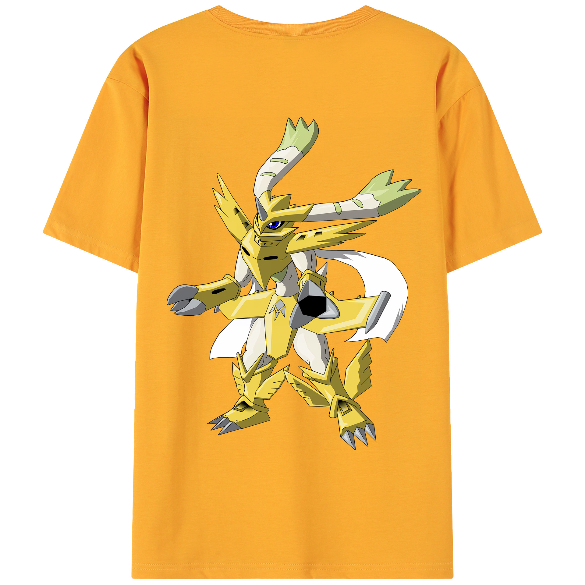 （画像用） Digimon デジタルモンスター/デジモン 綿100％ メンズ半袖Tシャツ（バックプリント） 通気性
