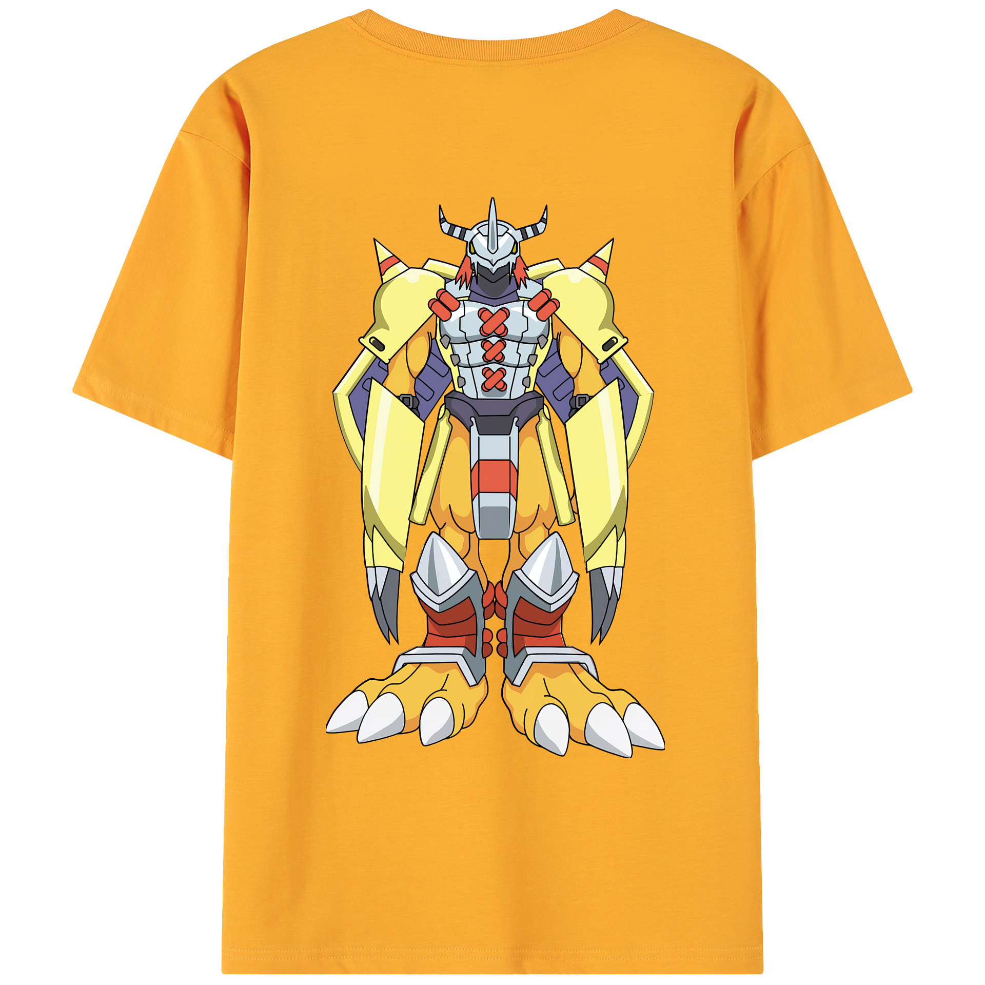 （画像用） Digimon デジタルモンスター/デジモン 綿100％ メンズ半袖Tシャツ（バックプリント） 通気性