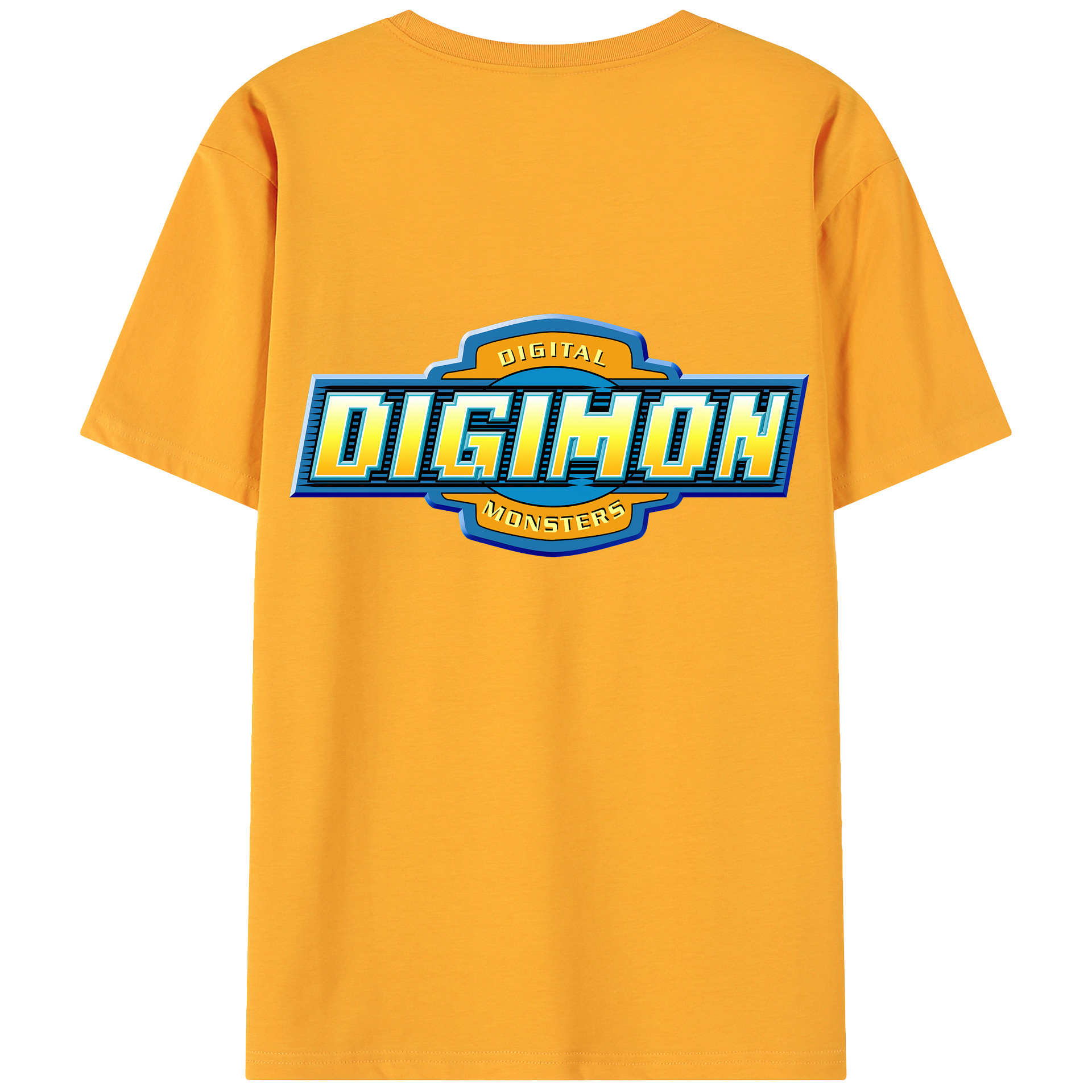 （画像用） Digimon デジタルモンスター/デジモン 綿100％ メンズ半袖Tシャツ（バックプリント） 通気性