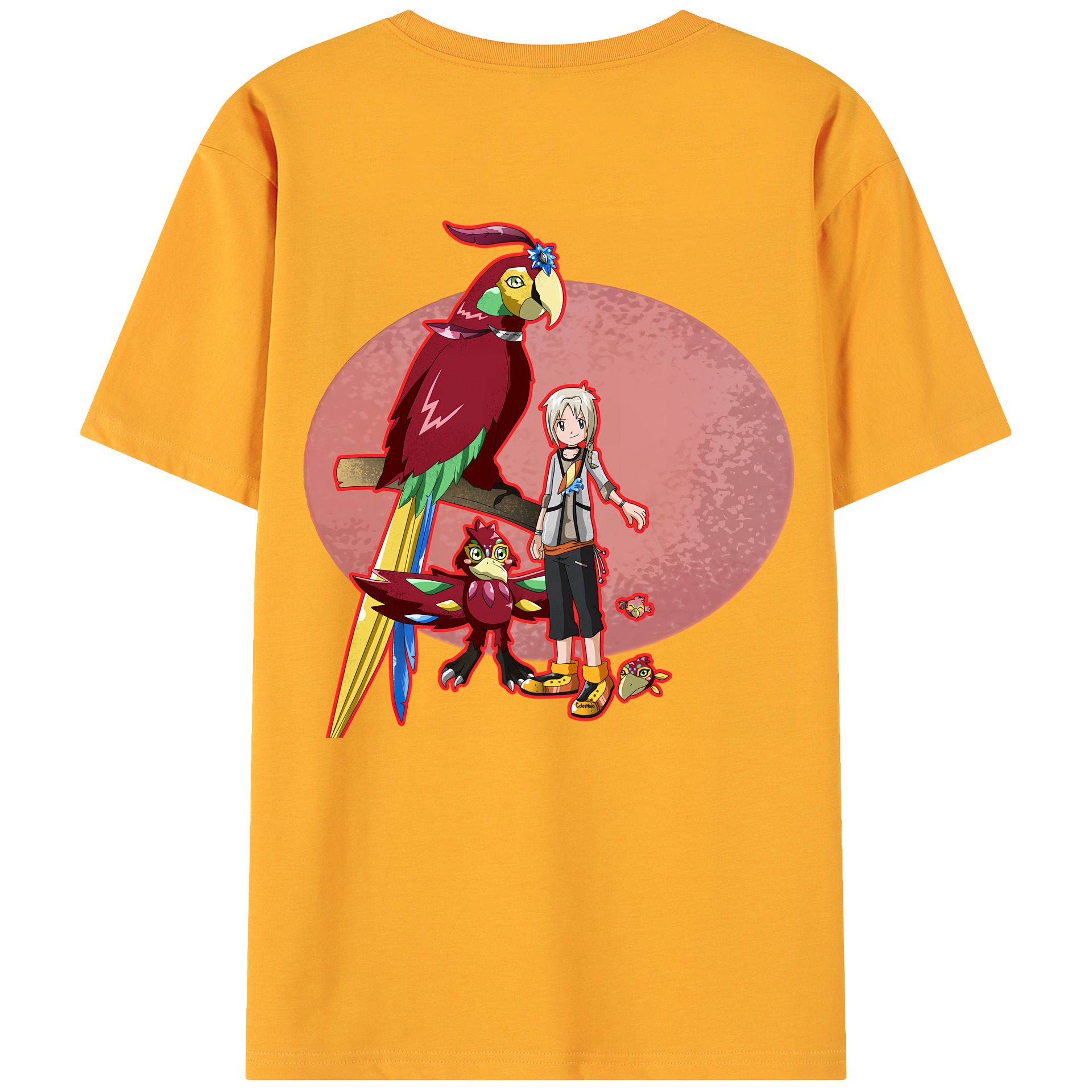 （画像用） Digimon デジタルモンスター/デジモン 綿100％ メンズ半袖Tシャツ（バックプリント） 通気性