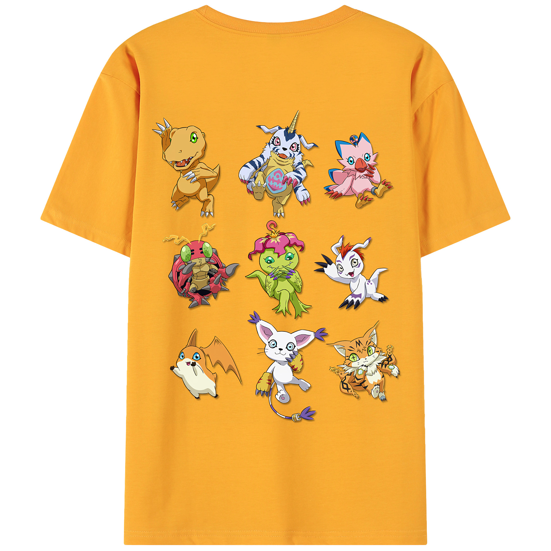 （画像用） Digimon デジタルモンスター/デジモン 綿100％ メンズ半袖Tシャツ（バックプリント） 通気性