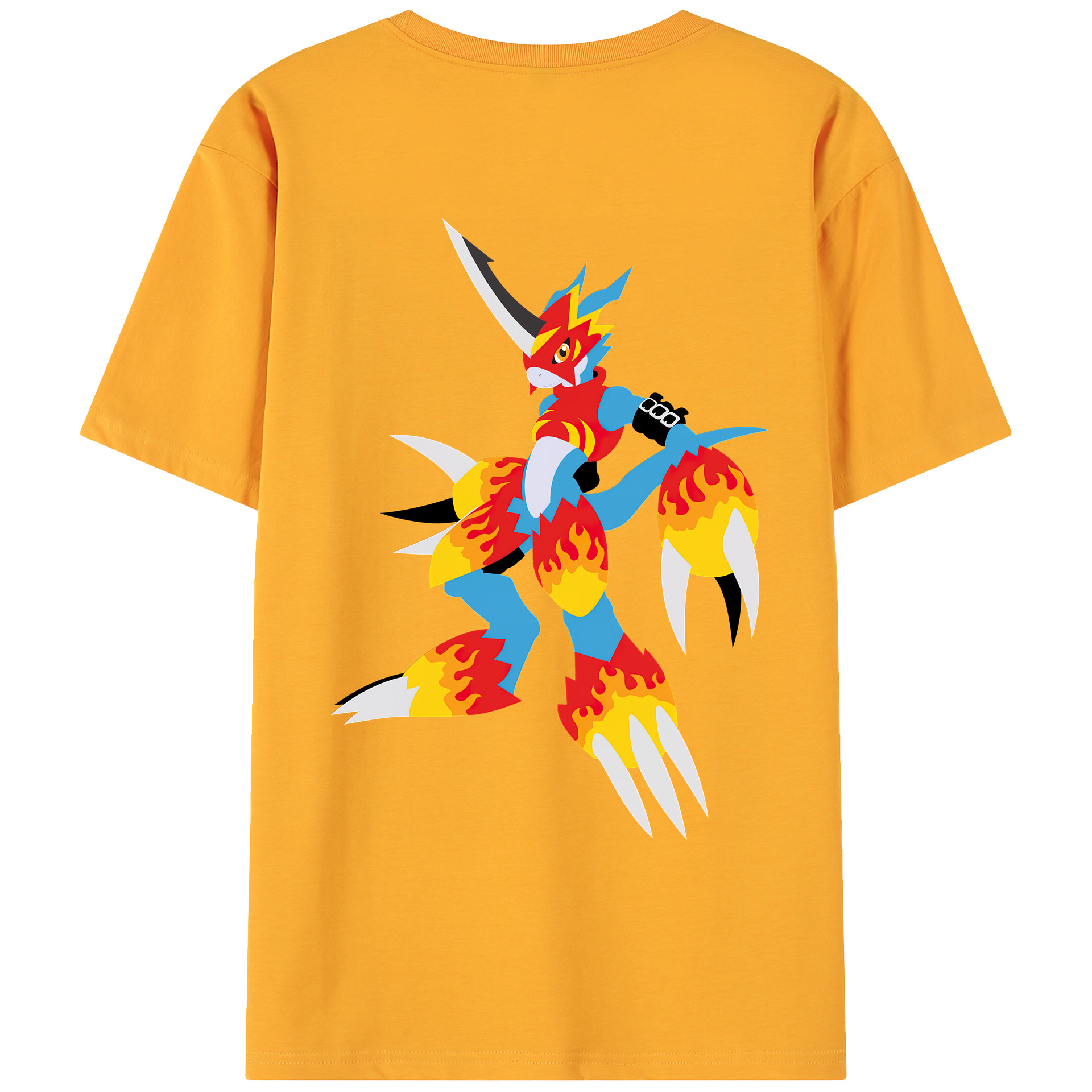 （画像用） Digimon デジタルモンスター/デジモン 綿100％ メンズ半袖Tシャツ（バックプリント） 通気性