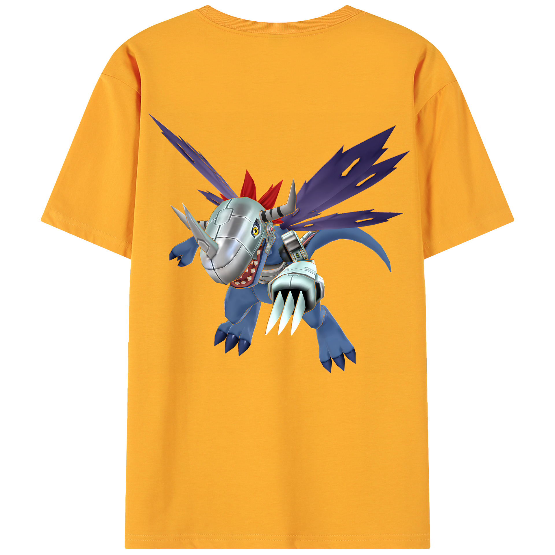 （画像用） Digimon デジタルモンスター/デジモン 綿100％ メンズ半袖Tシャツ（バックプリント） 通気性