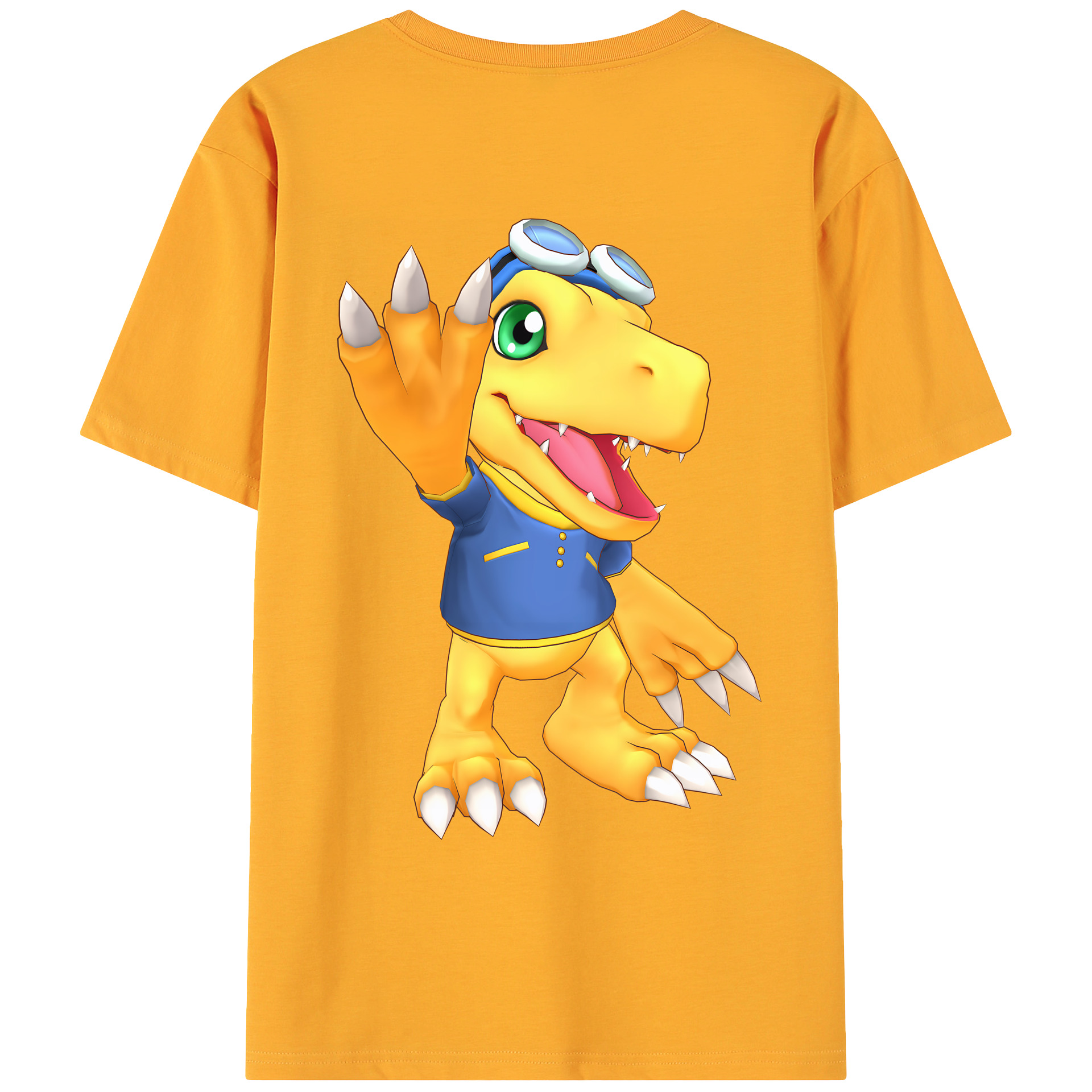 （画像用） Digimon デジタルモンスター/デジモン 綿100％ メンズ半袖Tシャツ（バックプリント） 通気性