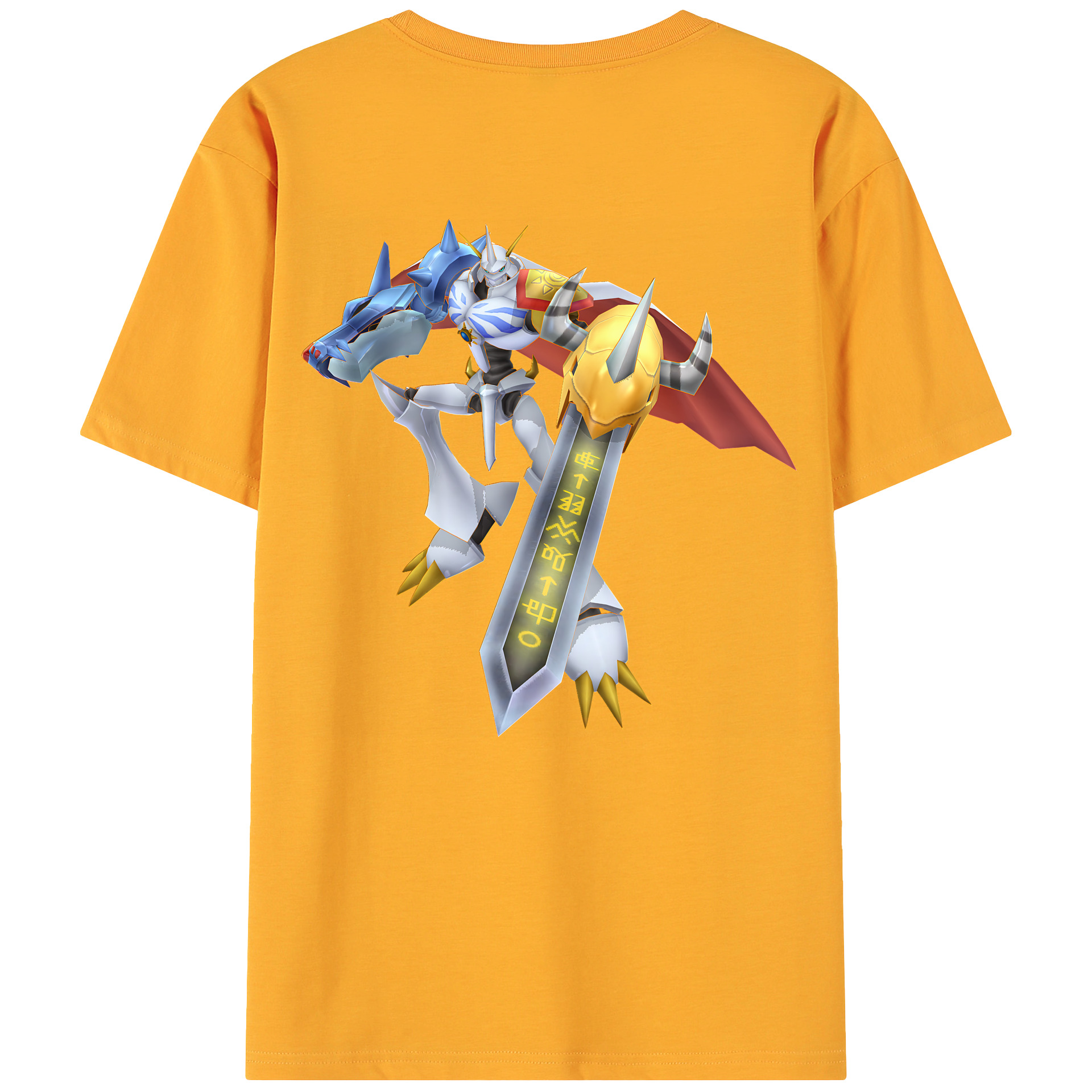 （画像用） Digimon デジタルモンスター/デジモン 綿100％ メンズ半袖Tシャツ（バックプリント） 通気性