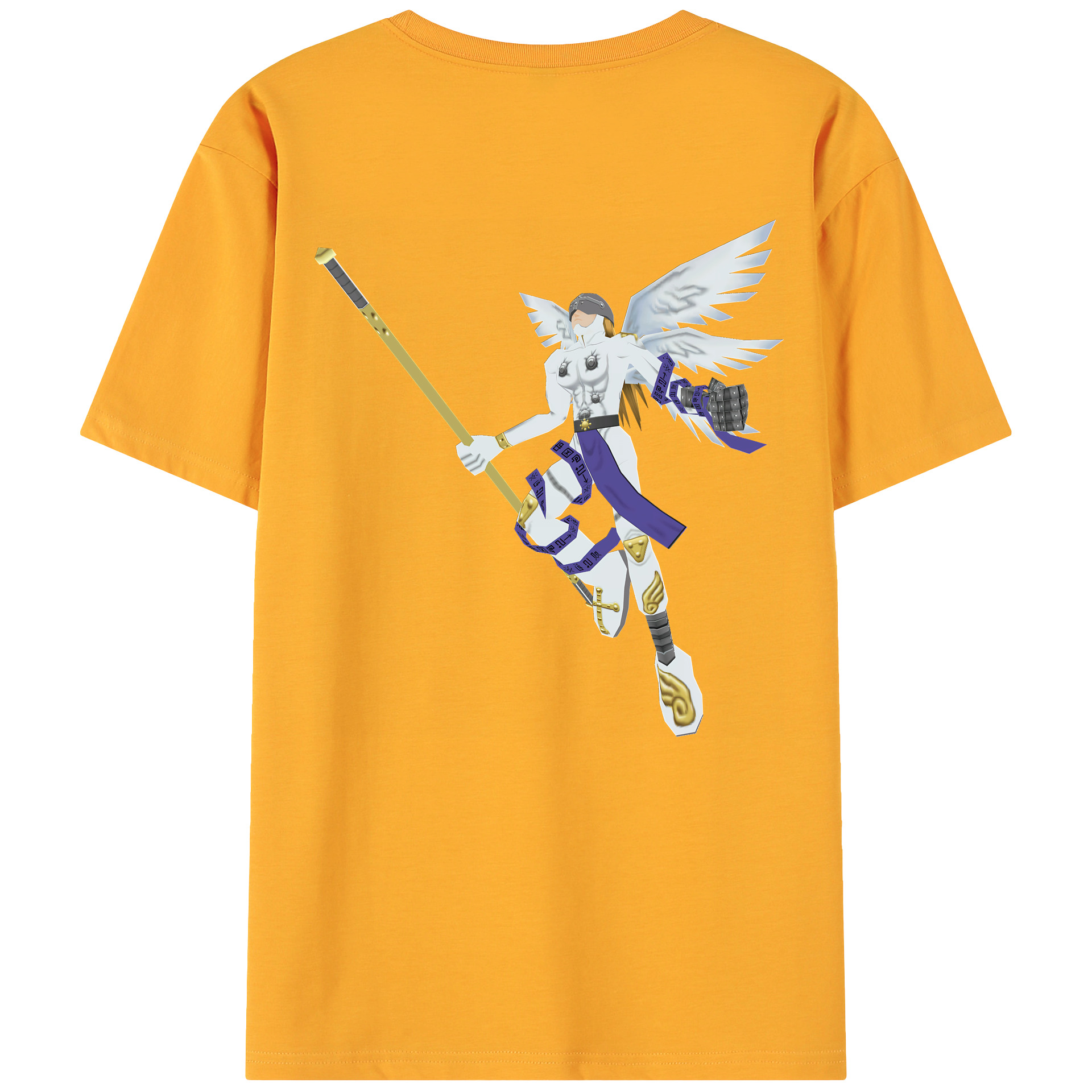 （画像用） Digimon デジタルモンスター/デジモン 綿100％ メンズ半袖Tシャツ（バックプリント） 通気性