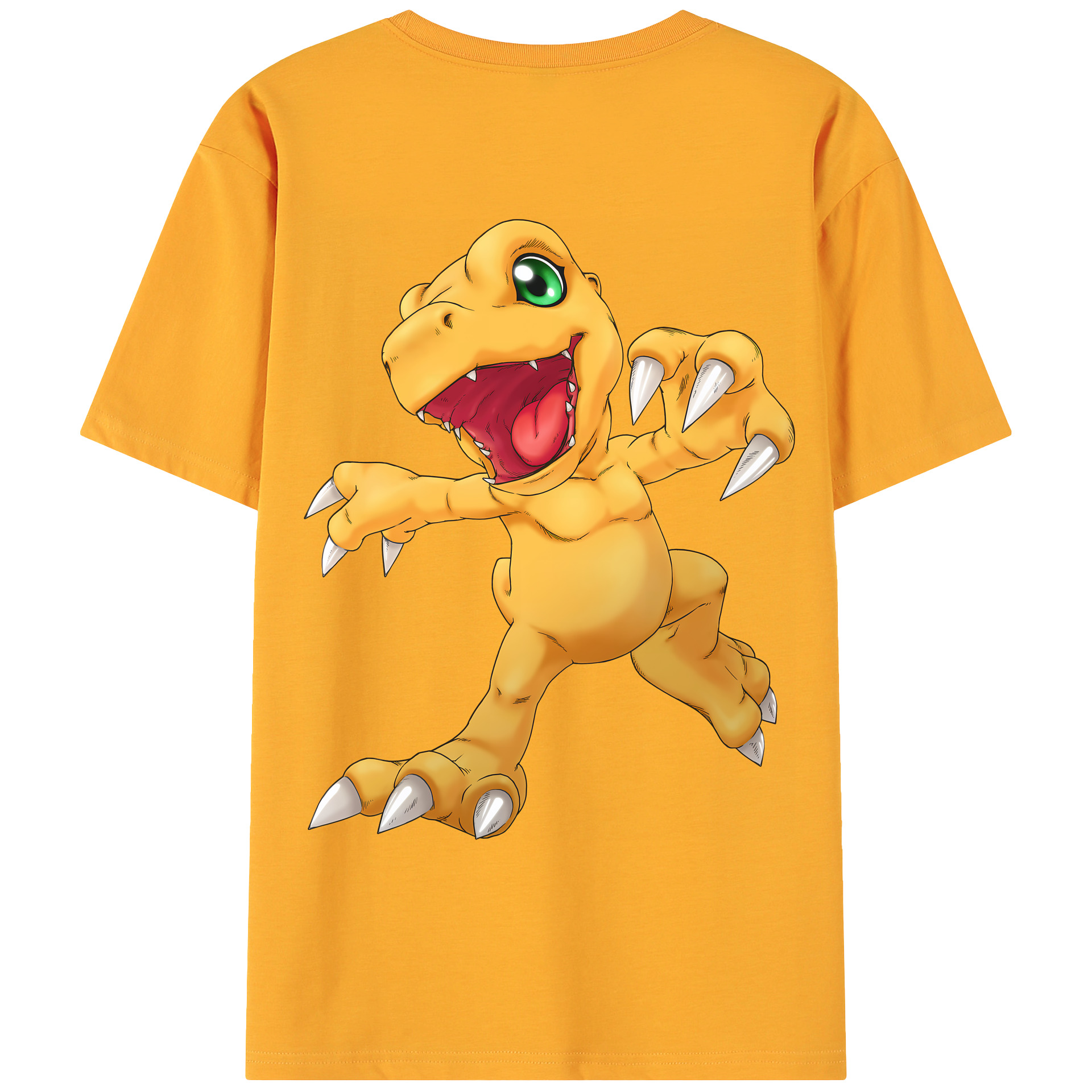 （画像用） Digimon デジタルモンスター/デジモン 綿100％ メンズ半袖Tシャツ（バックプリント） 通気性