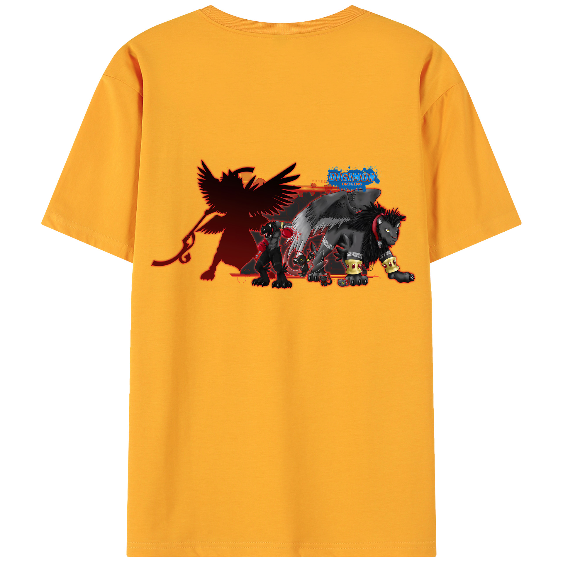 （画像用） Digimon デジタルモンスター/デジモン 綿100％ メンズ半袖Tシャツ（バックプリント） 通気性
