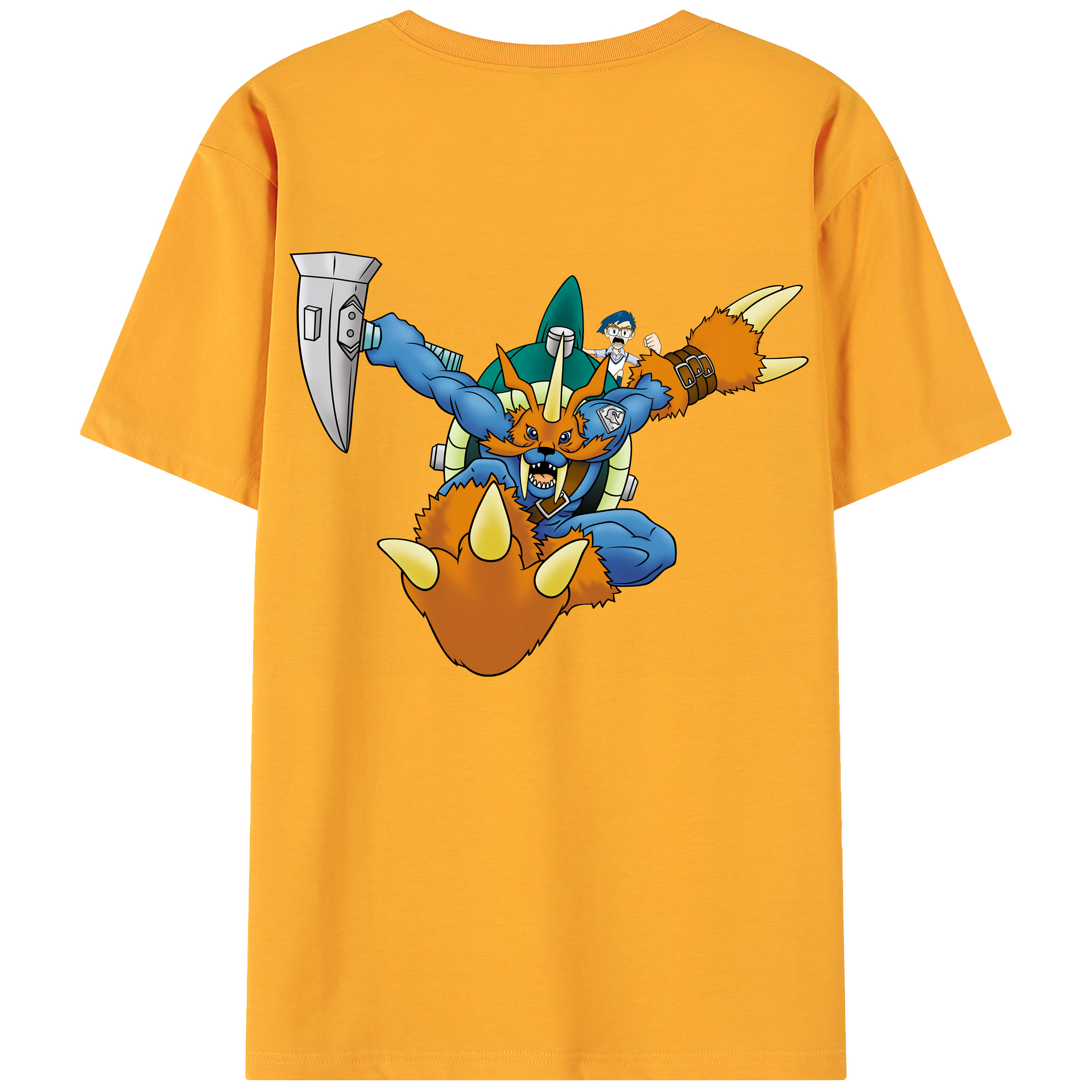 （画像用） Digimon デジタルモンスター/デジモン 綿100％ メンズ半袖Tシャツ（バックプリント） 通気性