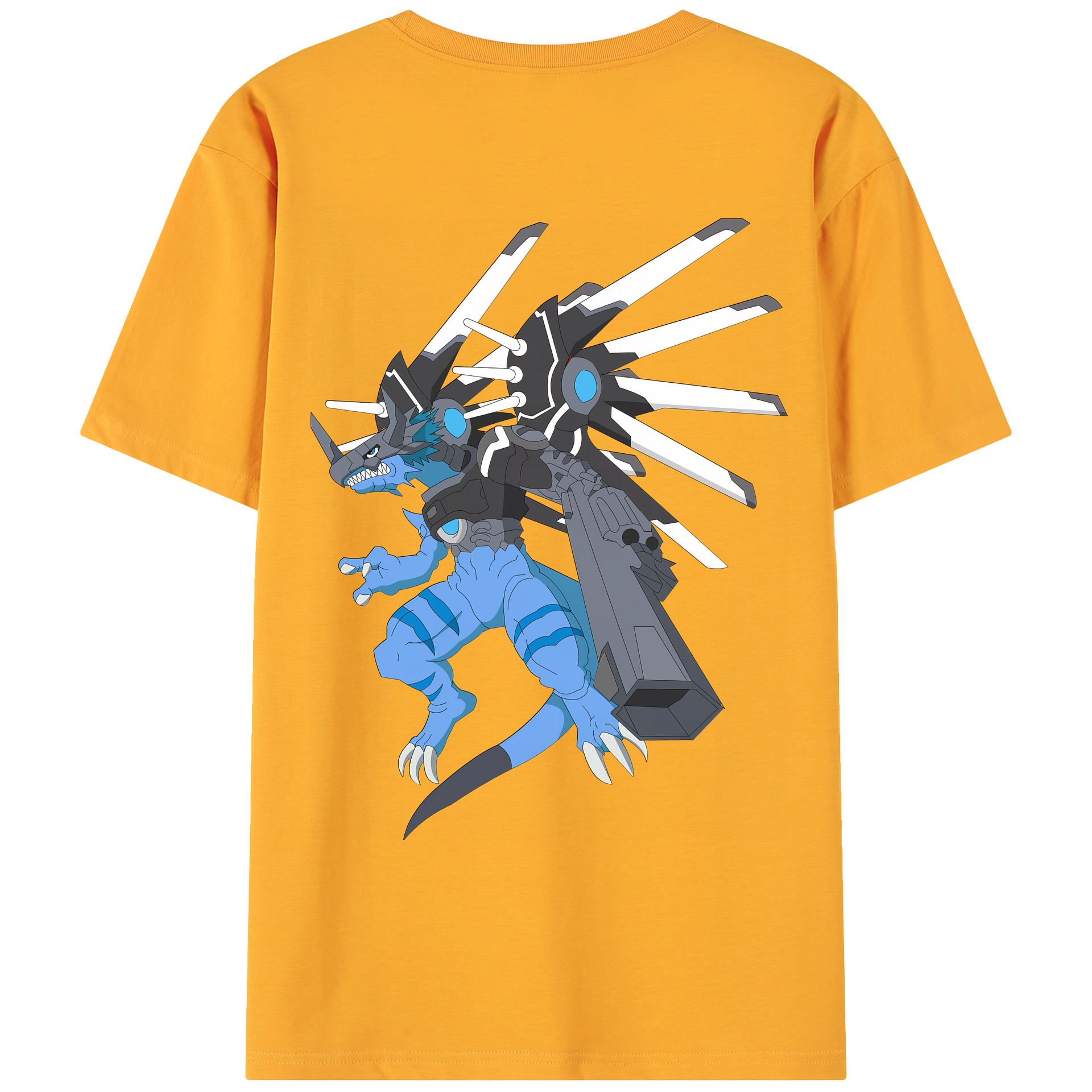 （画像用） Digimon デジタルモンスター/デジモン 綿100％ メンズ半袖Tシャツ（バックプリント） 通気性