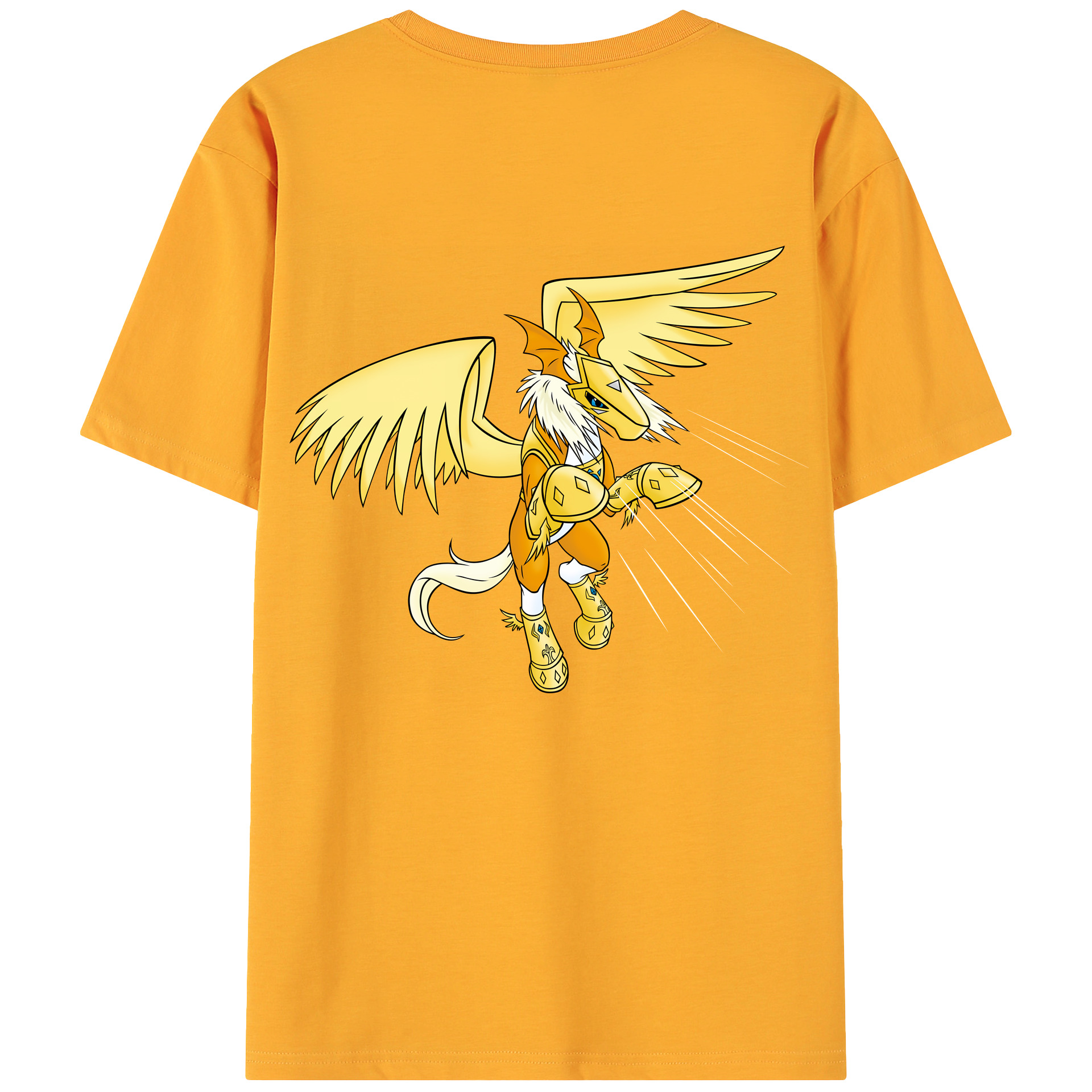（画像用） Digimon デジタルモンスター/デジモン 綿100％ メンズ半袖Tシャツ（バックプリント） 通気性