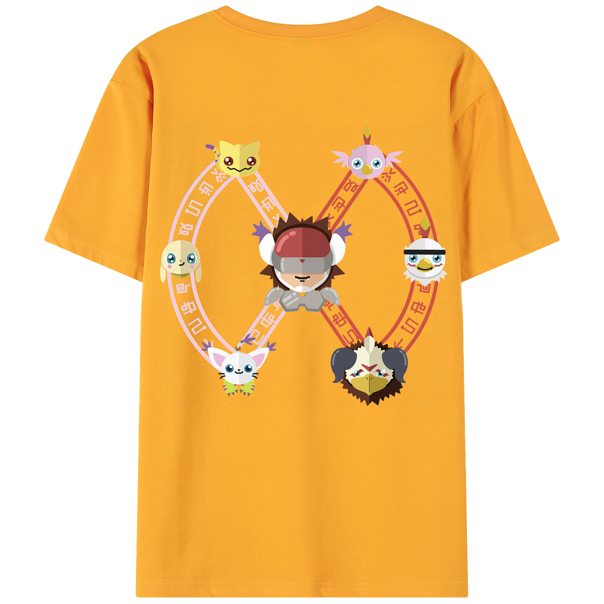 （画像用） Digimon デジタルモンスター/デジモン 綿100％ メンズ半袖Tシャツ（バックプリント） 通気性