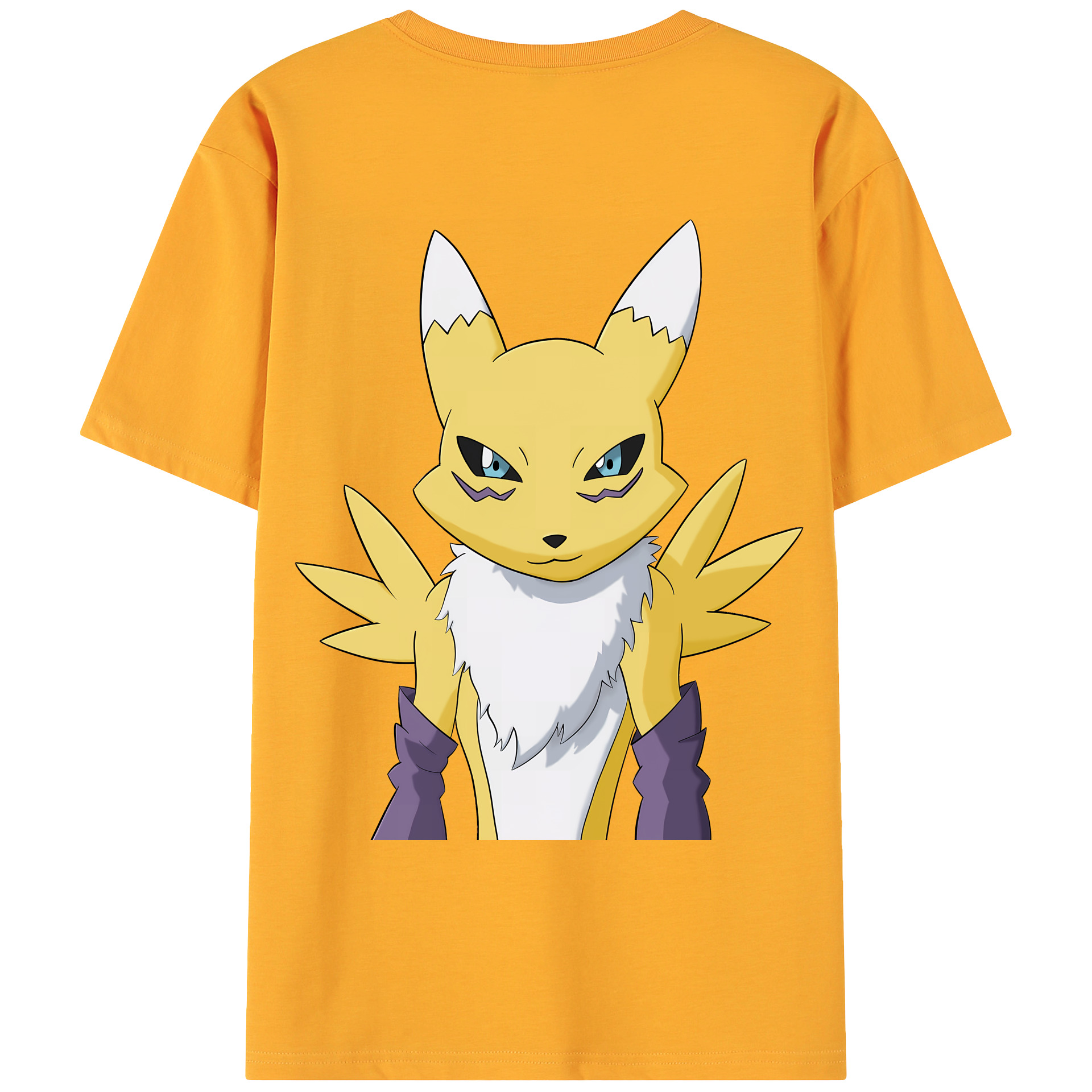 （画像用） Digimon デジタルモンスター/デジモン 綿100％ メンズ半袖Tシャツ（バックプリント） 通気性