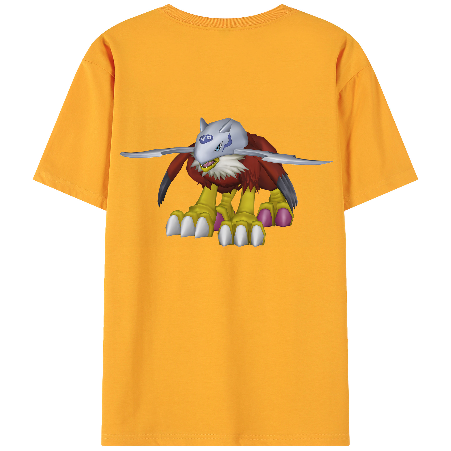 （画像用） Digimon デジタルモンスター/デジモン 綿100％ メンズ半袖Tシャツ（バックプリント） 通気性
