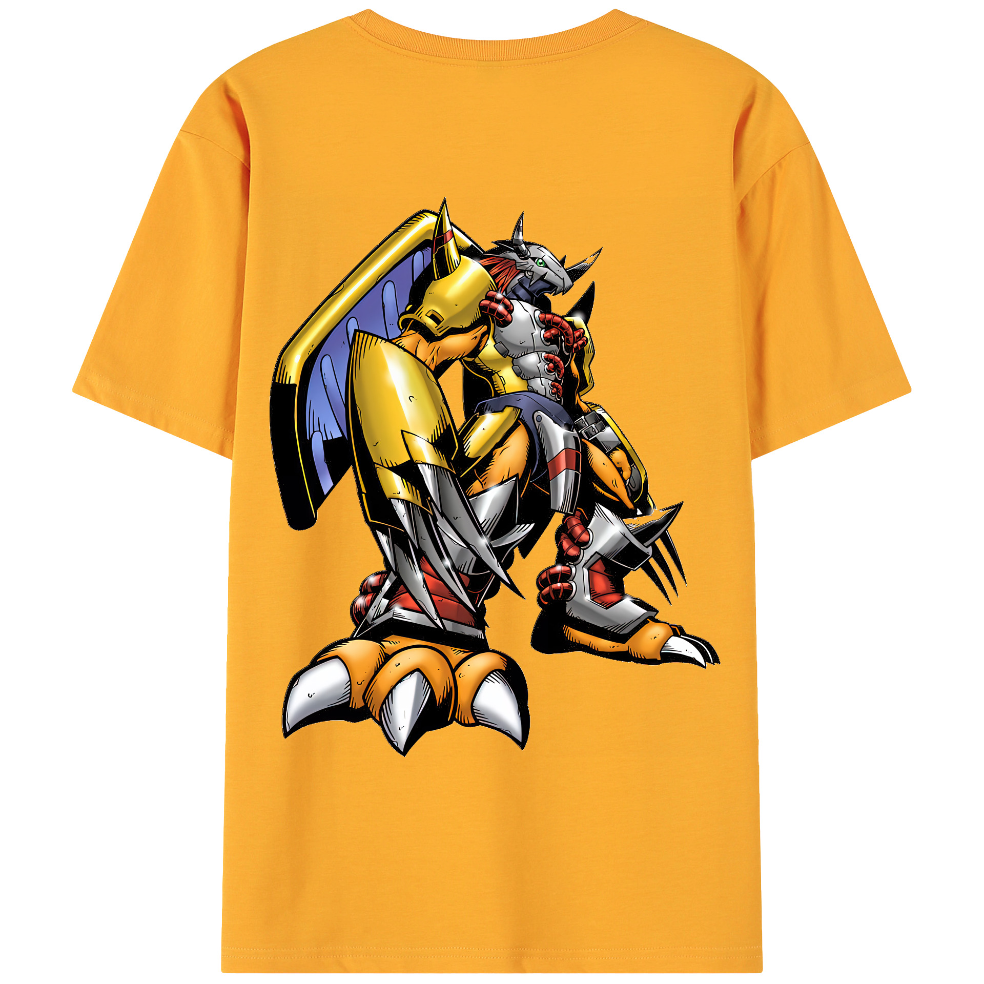 （画像用） Digimon デジタルモンスター/デジモン 綿100％ メンズ半袖Tシャツ（バックプリント） 通気性
