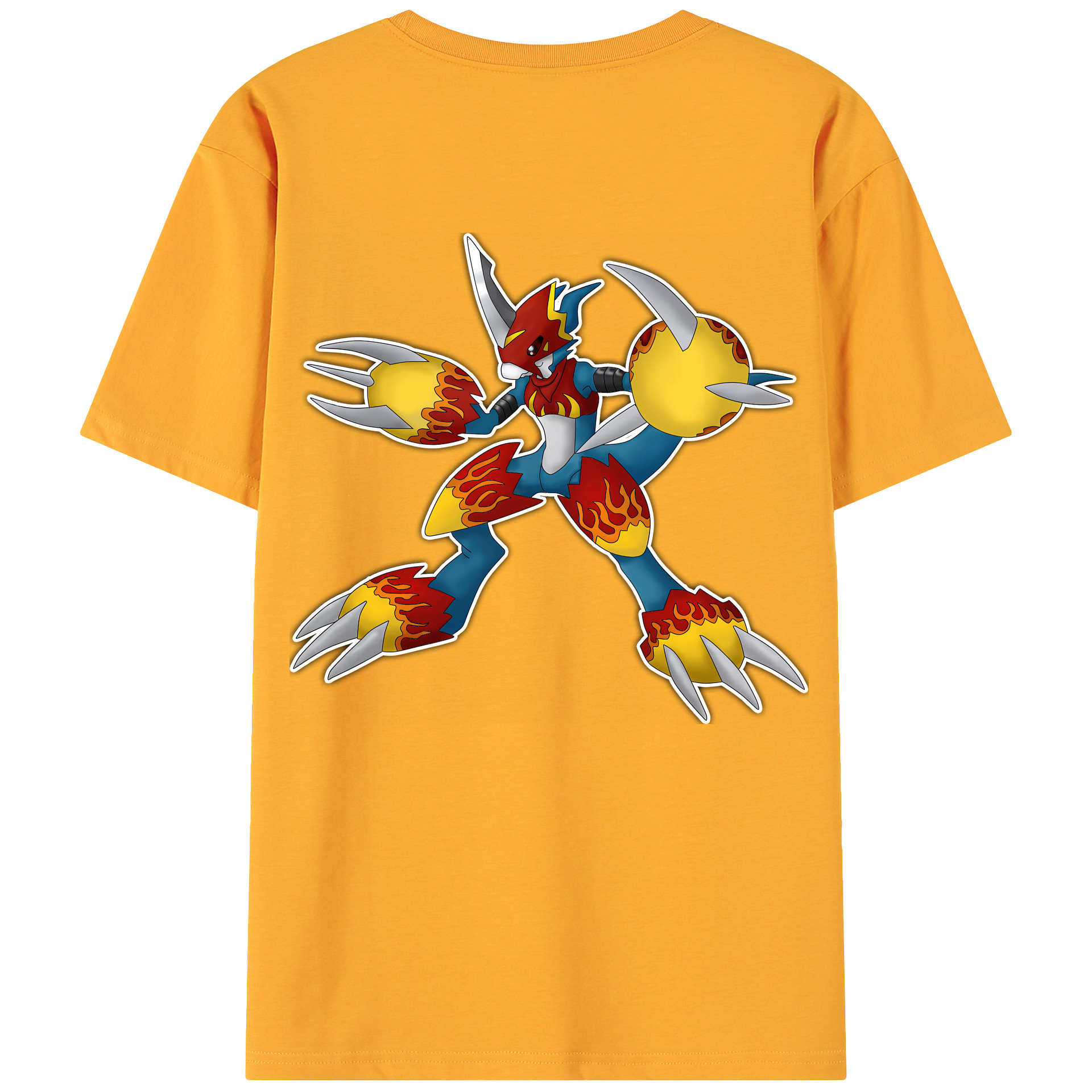 （画像用） Digimon デジタルモンスター/デジモン 綿100％ メンズ半袖Tシャツ（バックプリント） 通気性