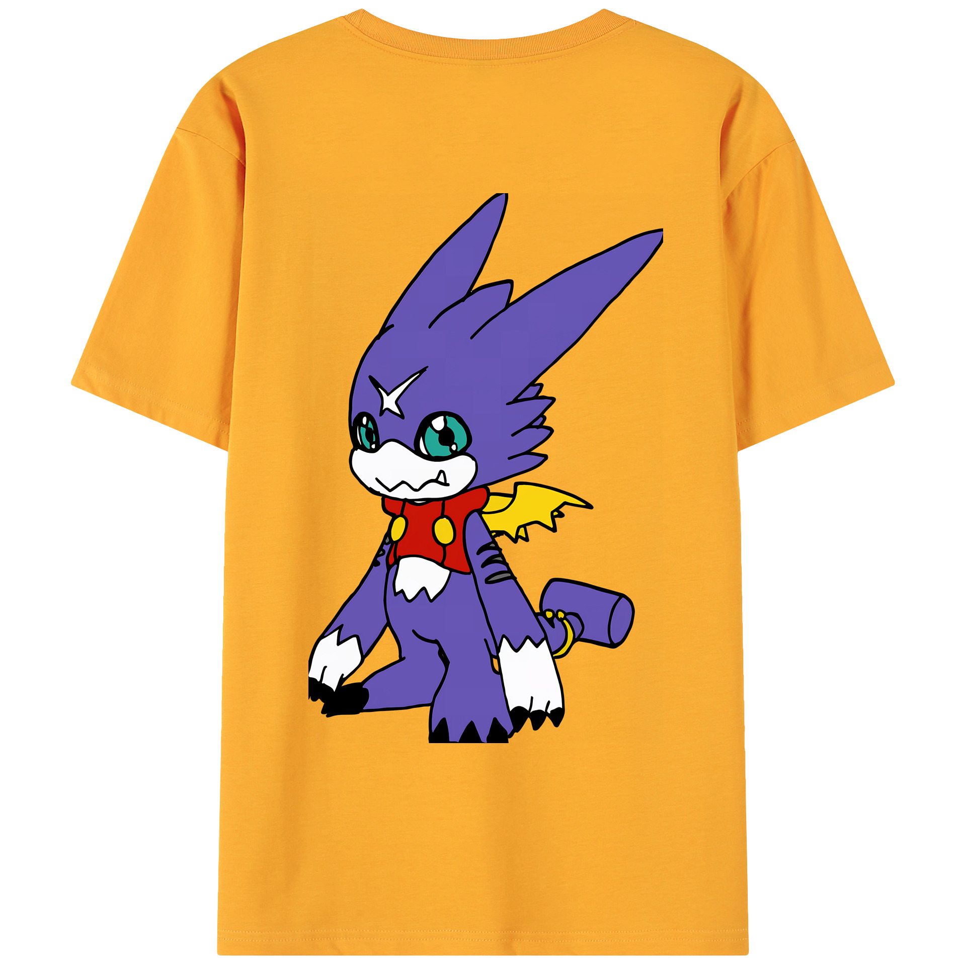 （画像用） Digimon デジタルモンスター/デジモン 綿100％ メンズ半袖Tシャツ（バックプリント） 通気性