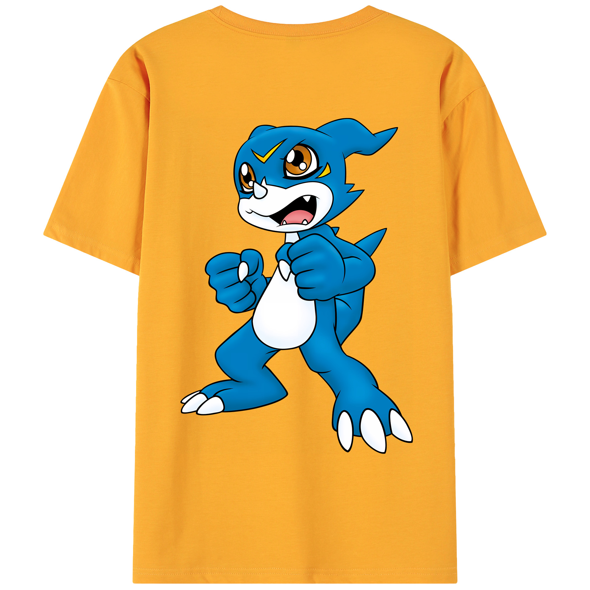 （画像用） Digimon デジタルモンスター/デジモン 綿100％ メンズ半袖Tシャツ（バックプリント） 通気性