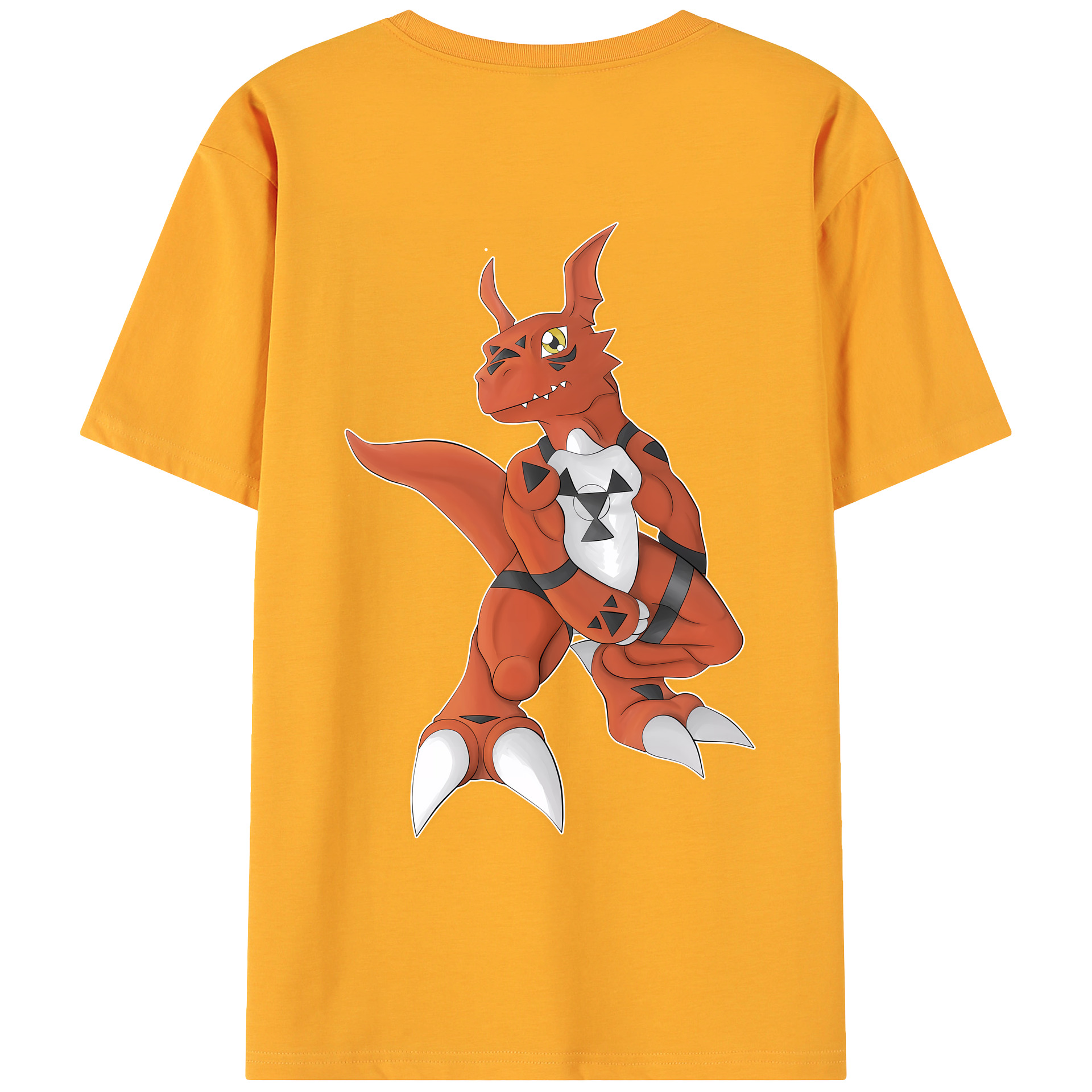 （画像用） Digimon デジタルモンスター/デジモン 綿100％ メンズ半袖Tシャツ（バックプリント） 通気性