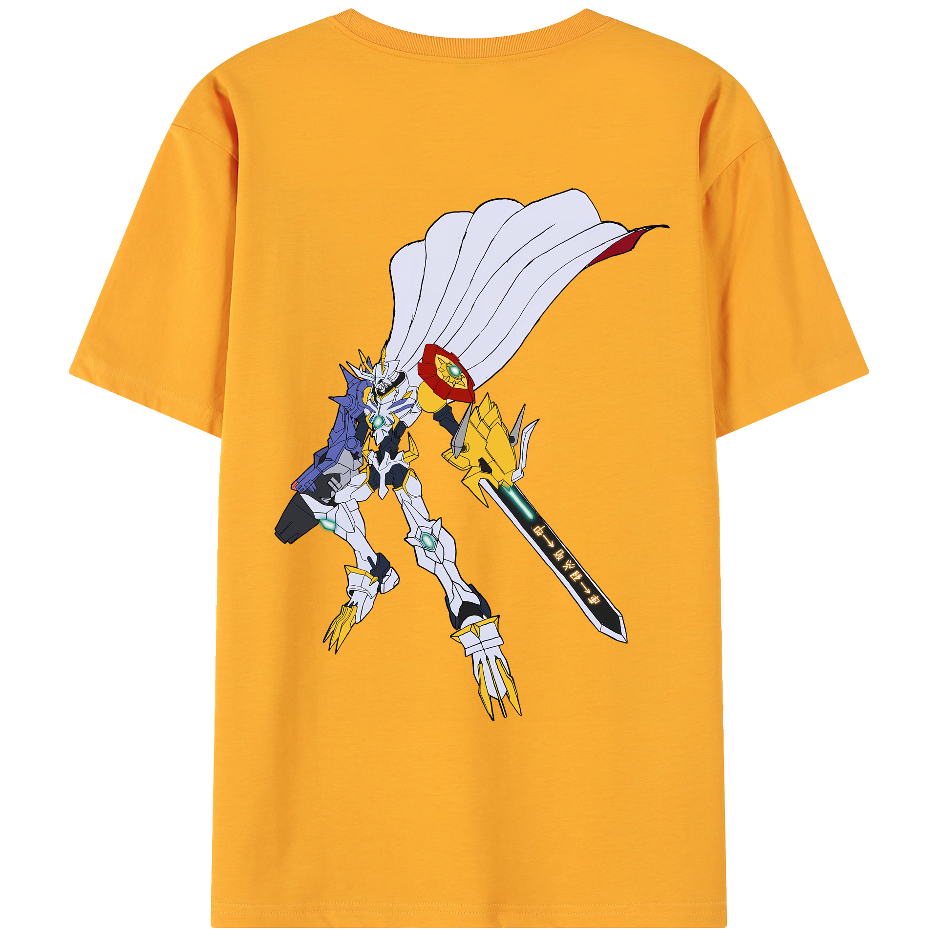 （画像用） Digimon デジタルモンスター/デジモン 綿100％ メンズ半袖Tシャツ（バックプリント） 通気性