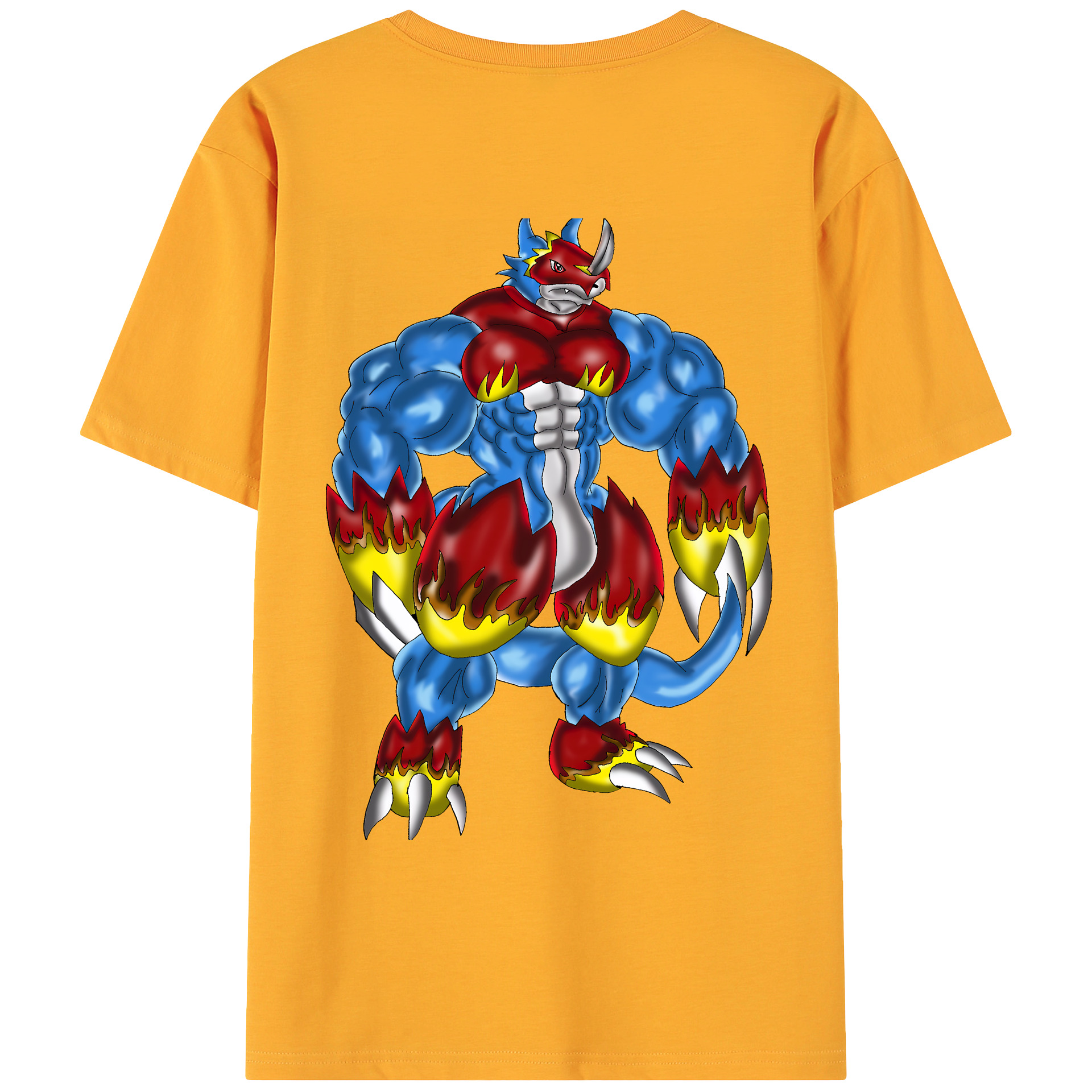 （画像用） Digimon デジタルモンスター/デジモン 綿100％ メンズ半袖Tシャツ（バックプリント） 通気性