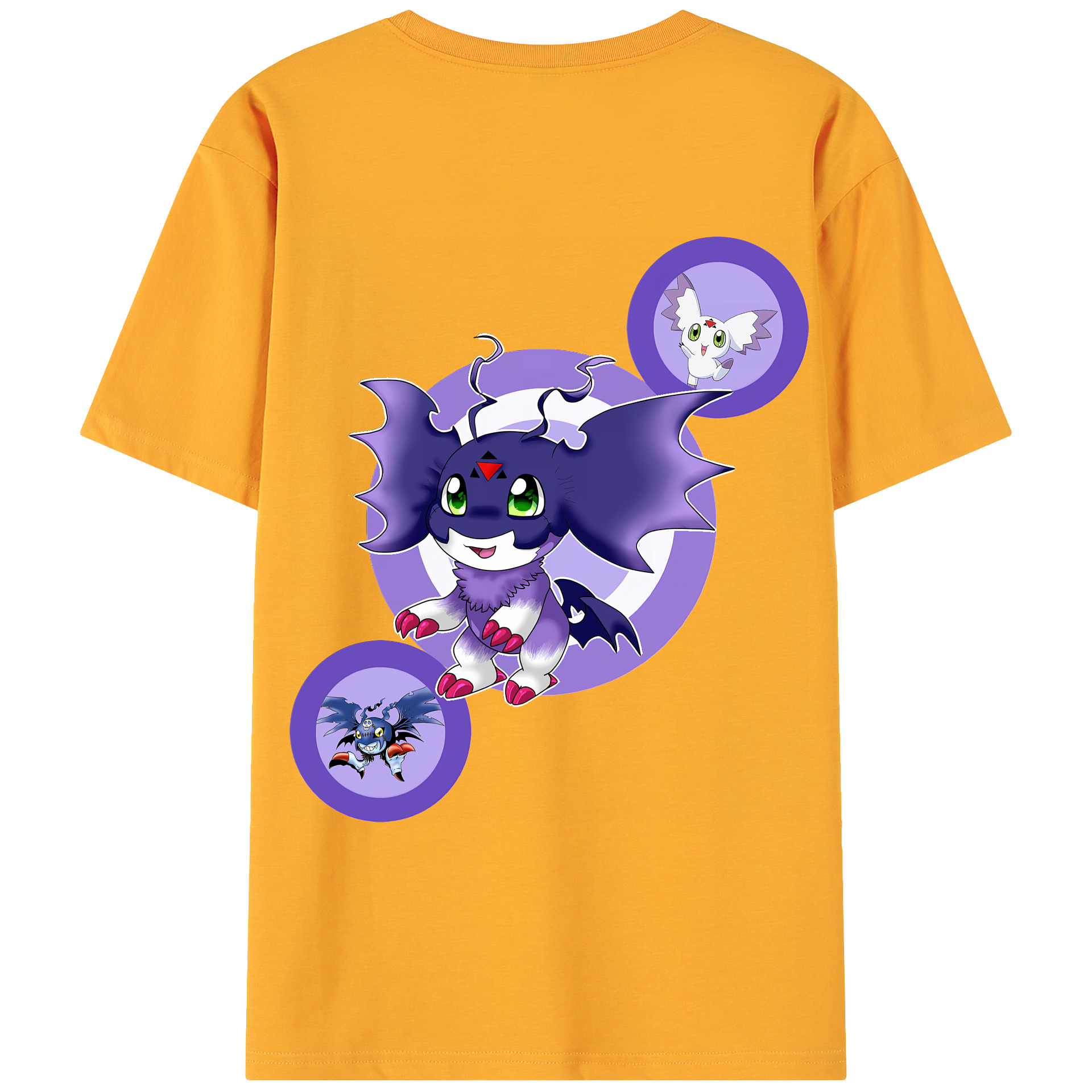（画像用） Digimon デジタルモンスター/デジモン 綿100％ メンズ半袖Tシャツ（バックプリント） 通気性