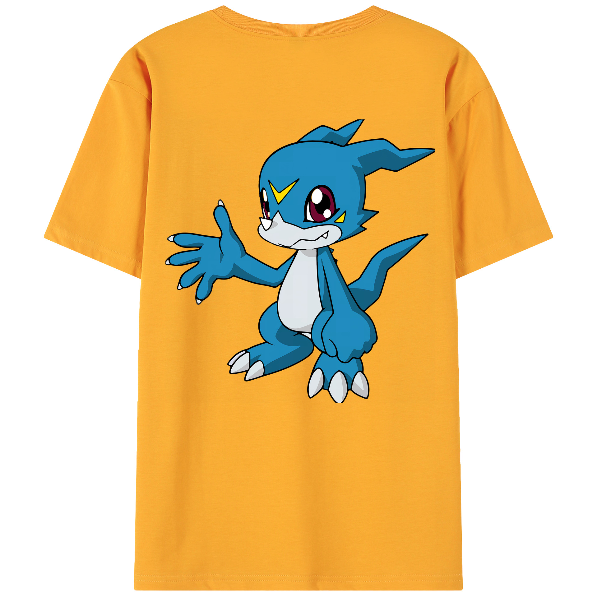 （画像用） Digimon デジタルモンスター/デジモン 綿100％ メンズ半袖Tシャツ（バックプリント） 通気性