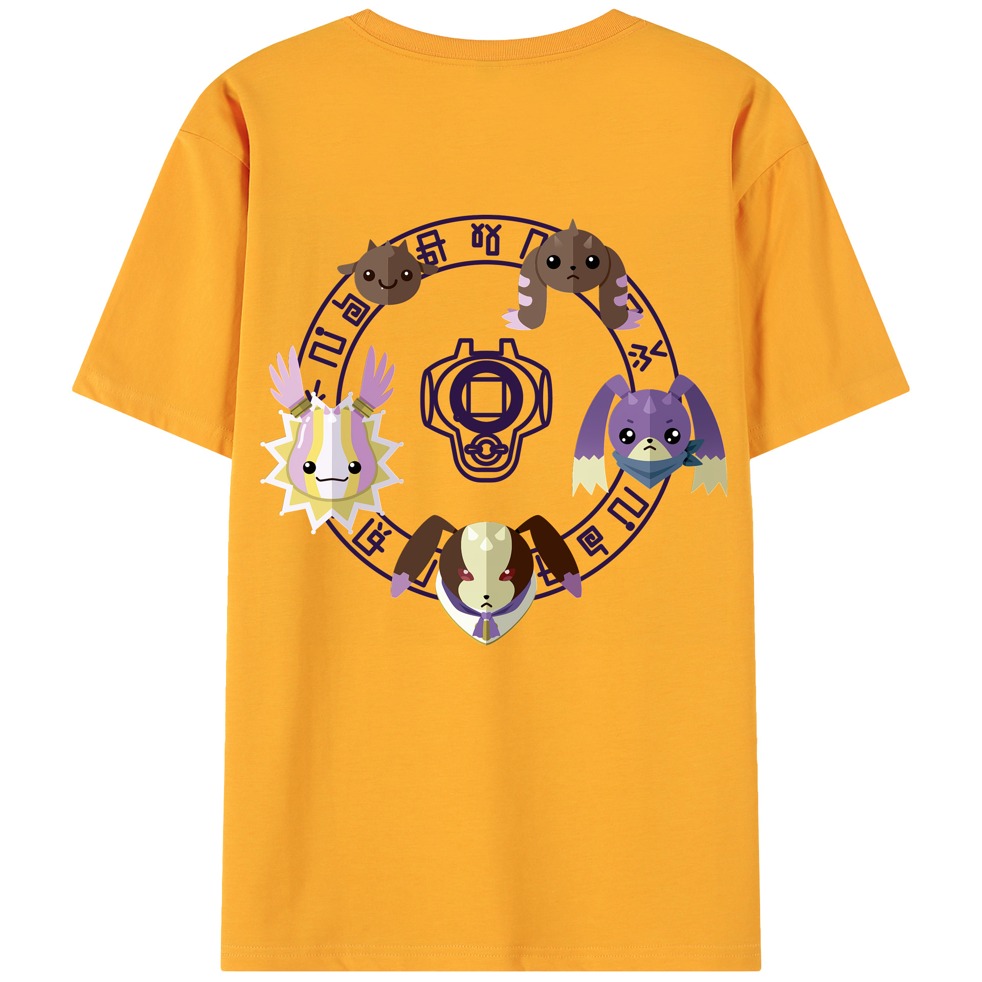 （画像用） Digimon デジタルモンスター/デジモン 綿100％ メンズ半袖Tシャツ（バックプリント） 通気性