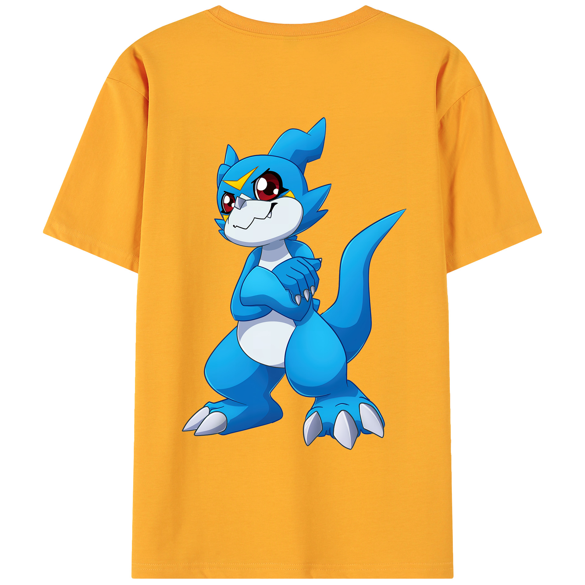 （画像用） Digimon デジタルモンスター/デジモン 綿100％ メンズ半袖Tシャツ（バックプリント） 通気性