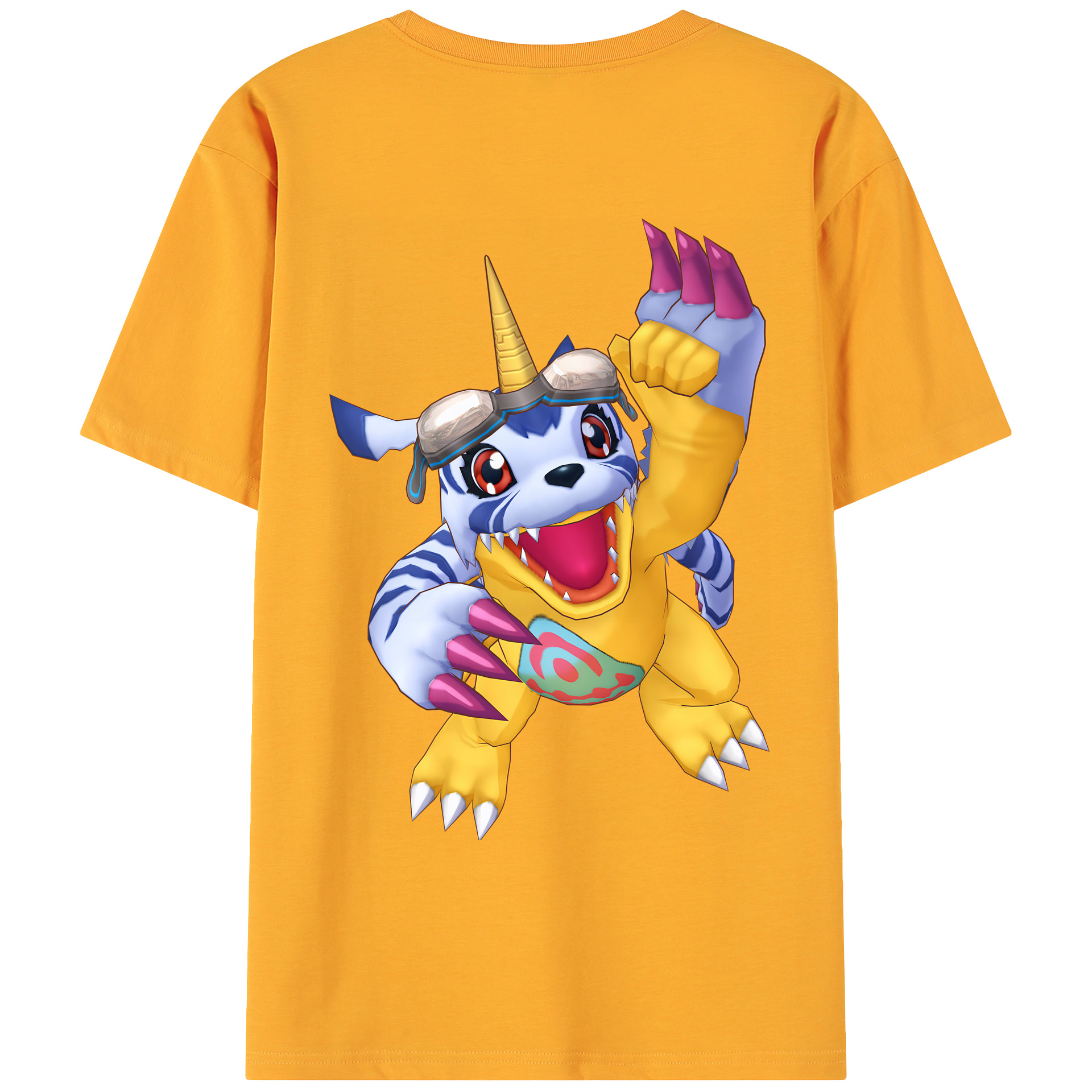 （画像用） Digimon デジタルモンスター/デジモン 綿100％ メンズ半袖Tシャツ（バックプリント） 通気性