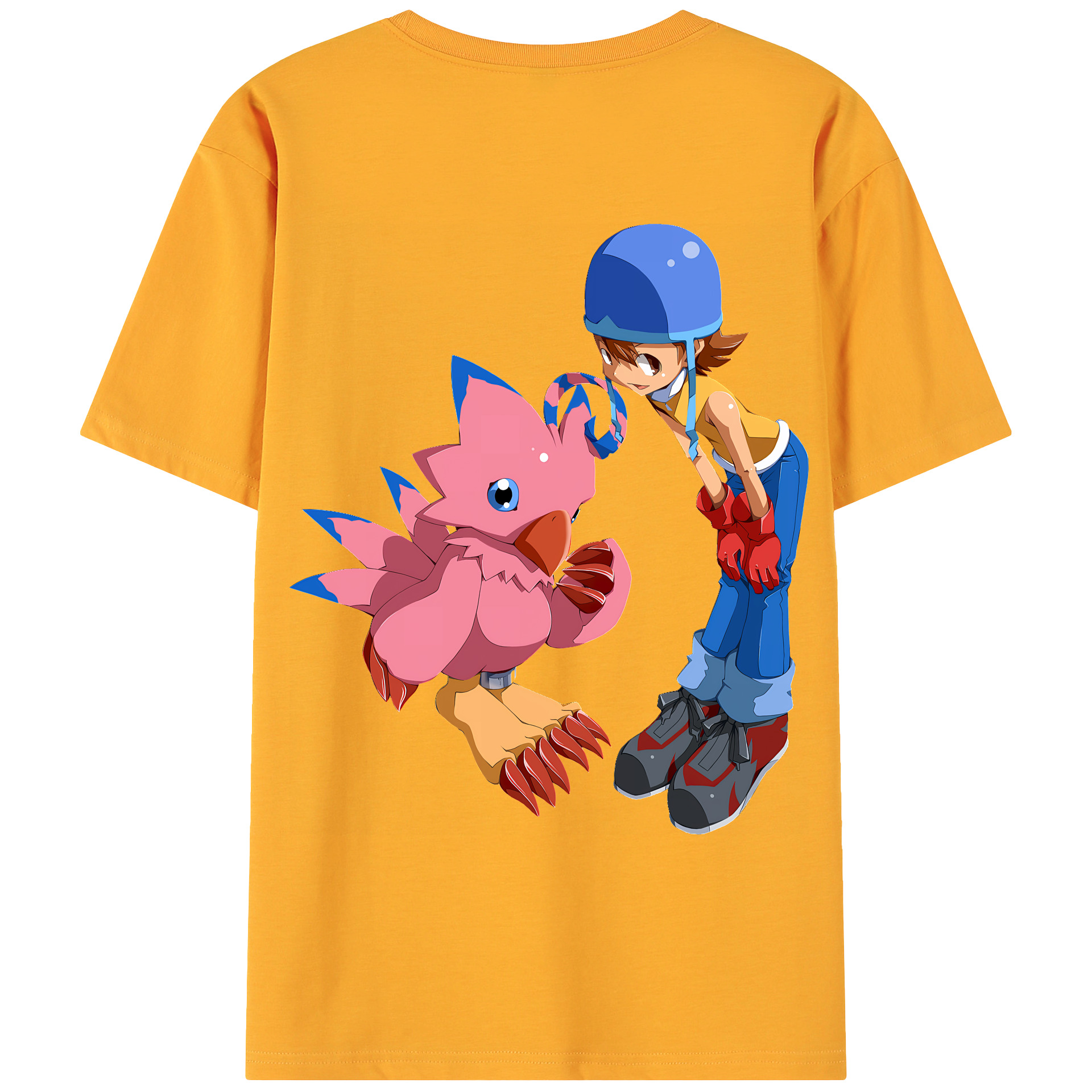 （画像用） Digimon デジタルモンスター/デジモン 綿100％ メンズ半袖Tシャツ（バックプリント） 通気性